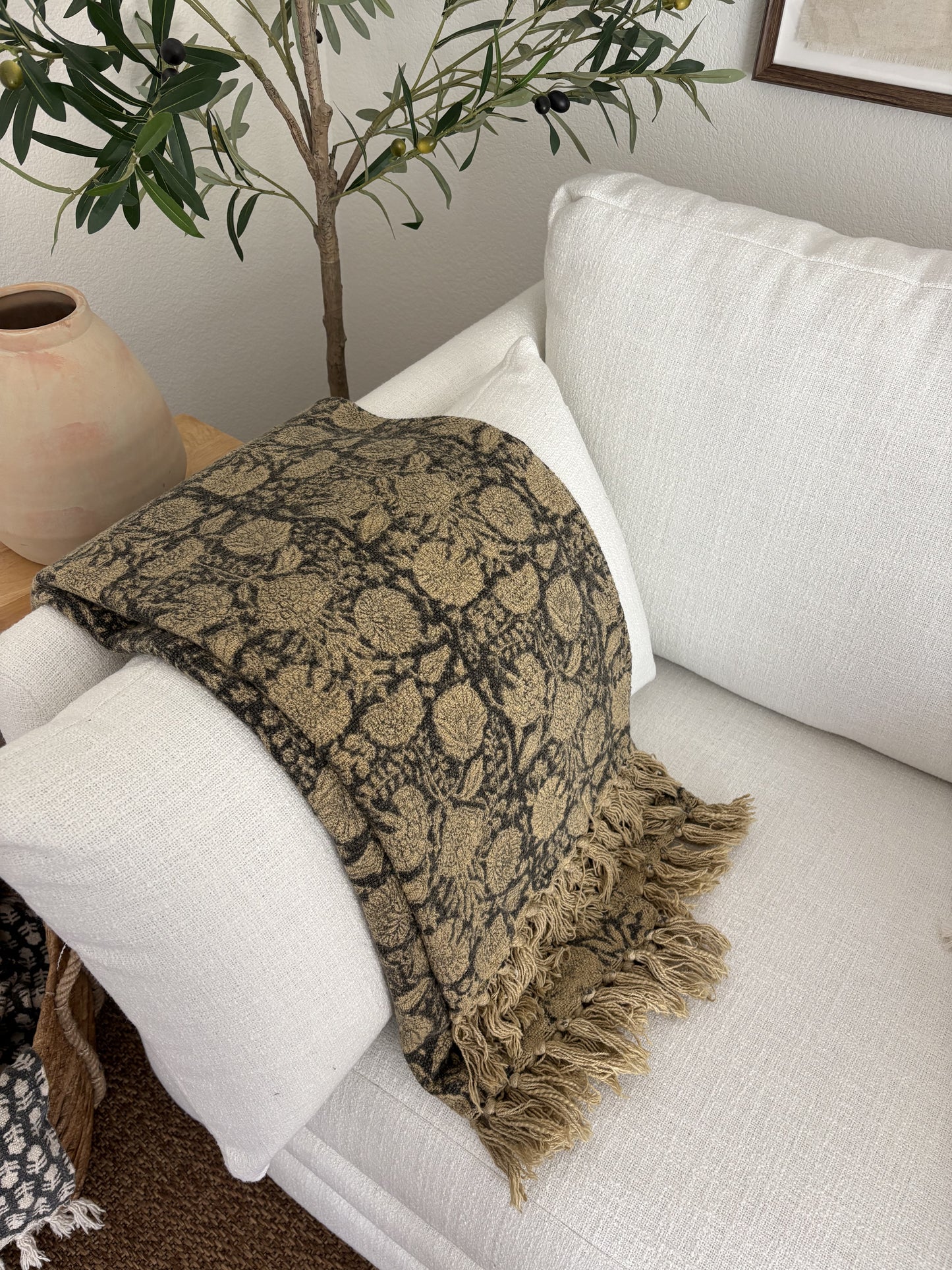 Autumn - hand block printed throw