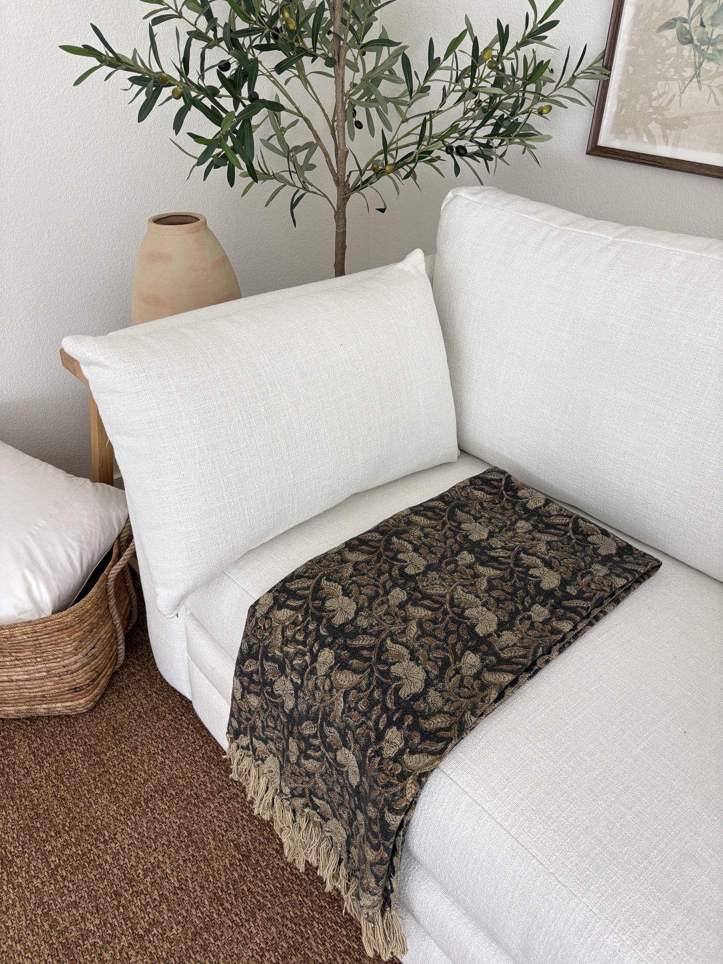 Poppy - hand block printed throw