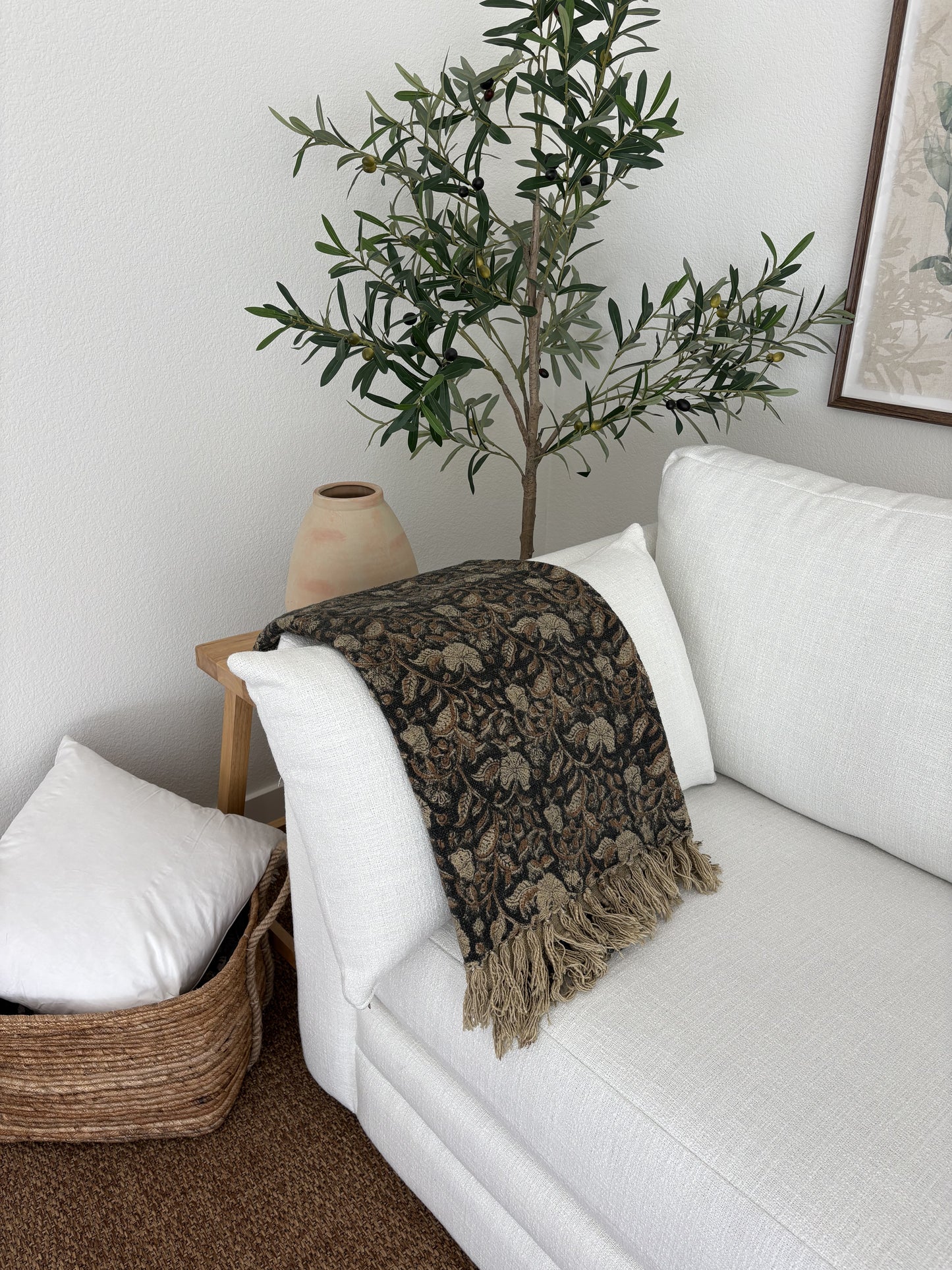 Poppy - hand block printed throw