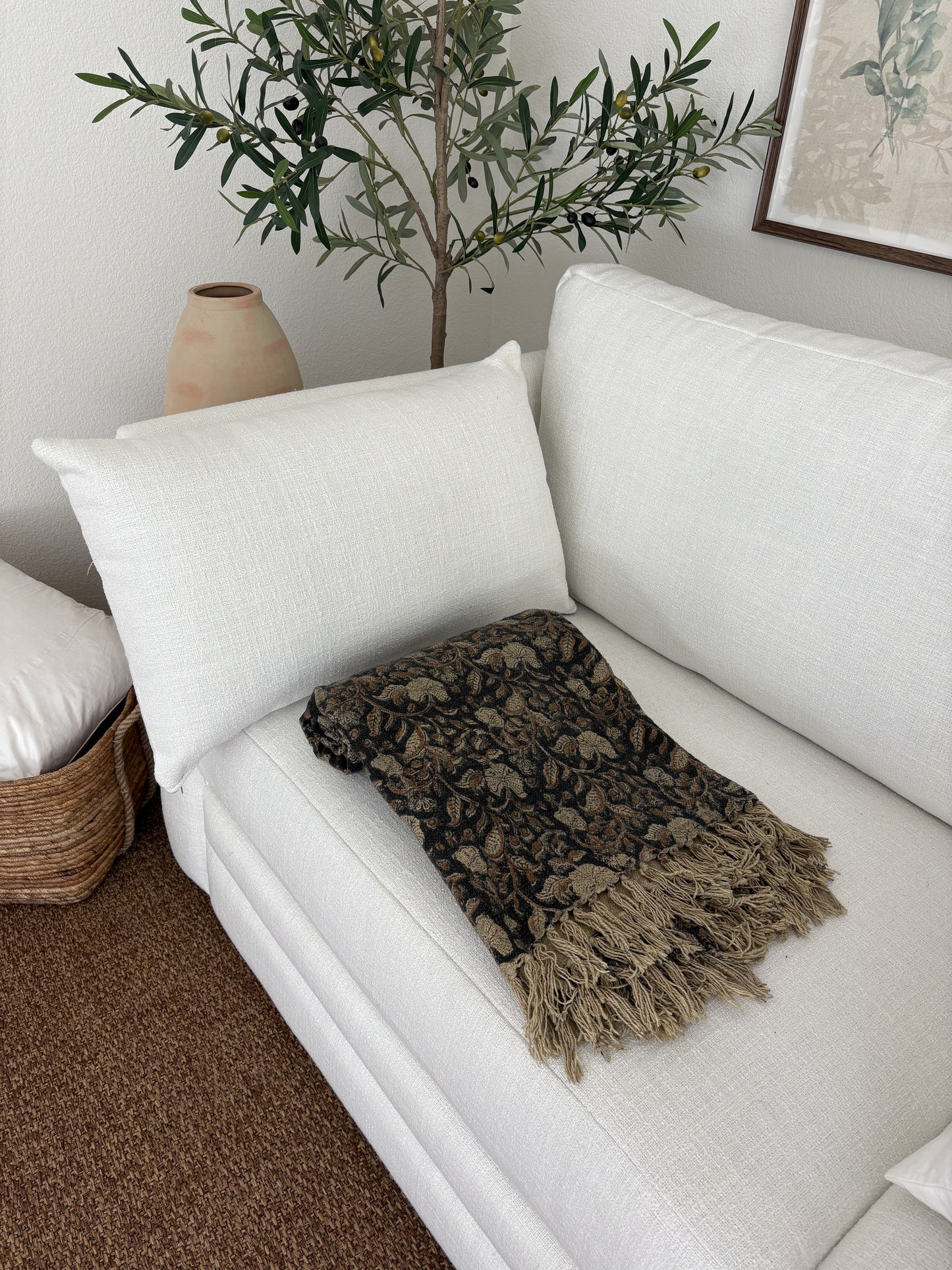 Poppy - hand block printed throw
