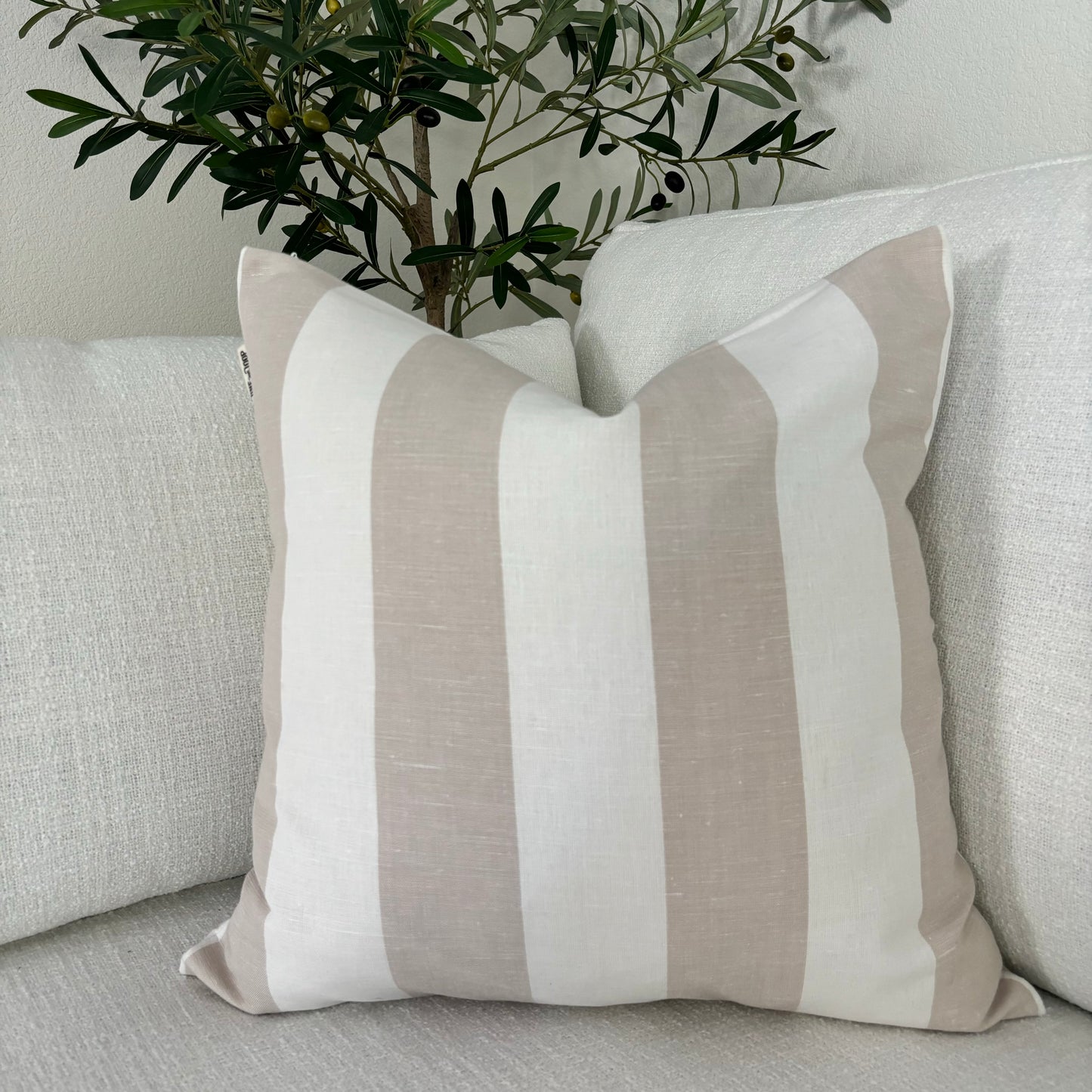 Aurora - yard dyed striped linen pillow cover (beige)