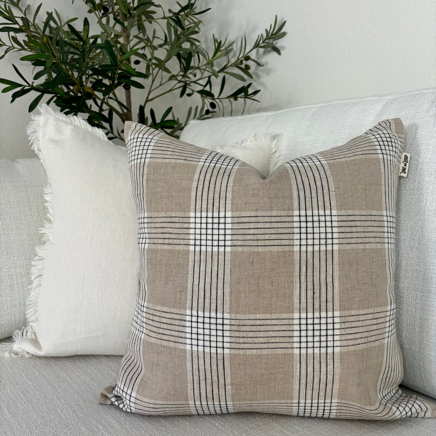 Leah - yarn dyed linen pillow cover (beige)