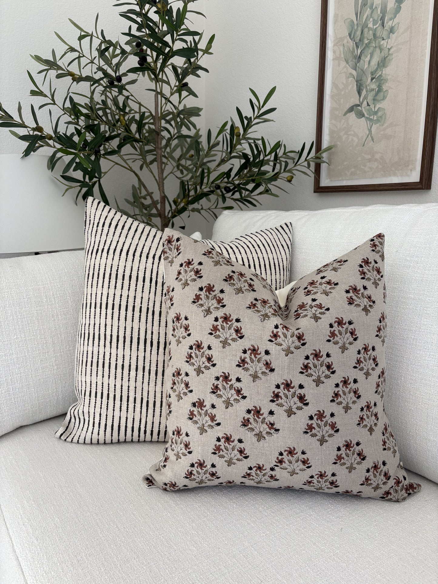 Chenoa - hand block printed linen pillow cover