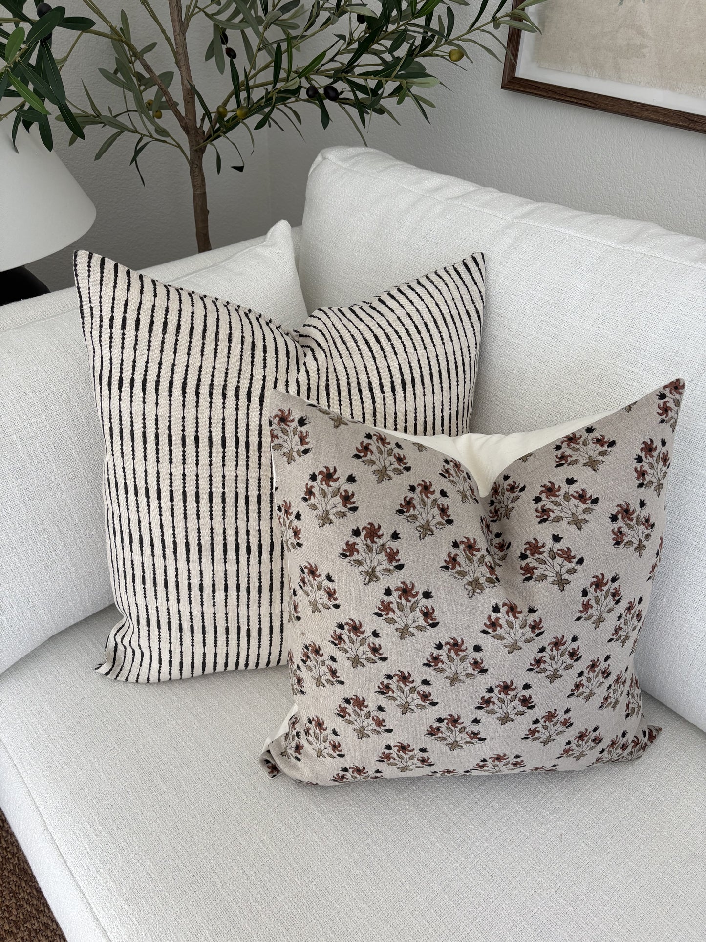 Chenoa - hand block printed linen pillow cover