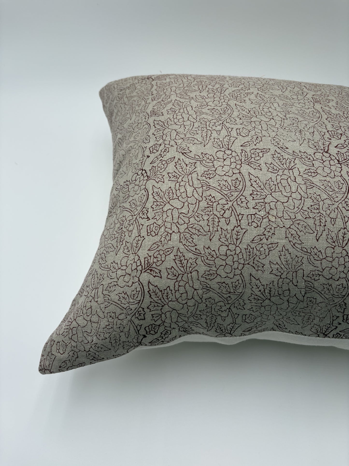 Arya - hand block printed linen pillow cover (red)