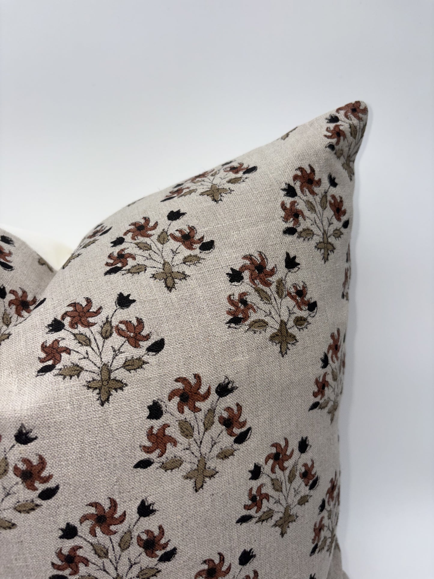 Chenoa - hand block printed linen pillow cover