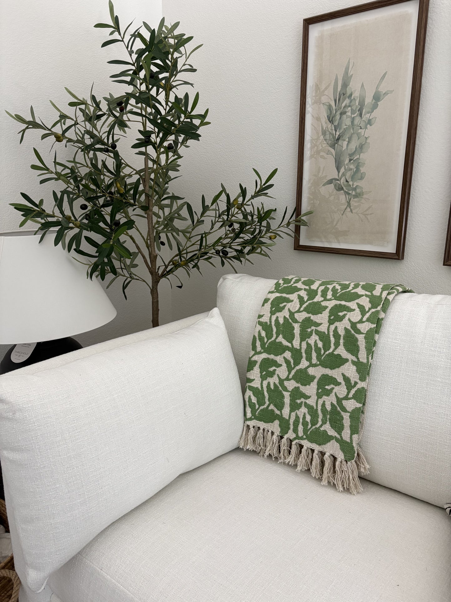 Spring Green - block print throw blanket