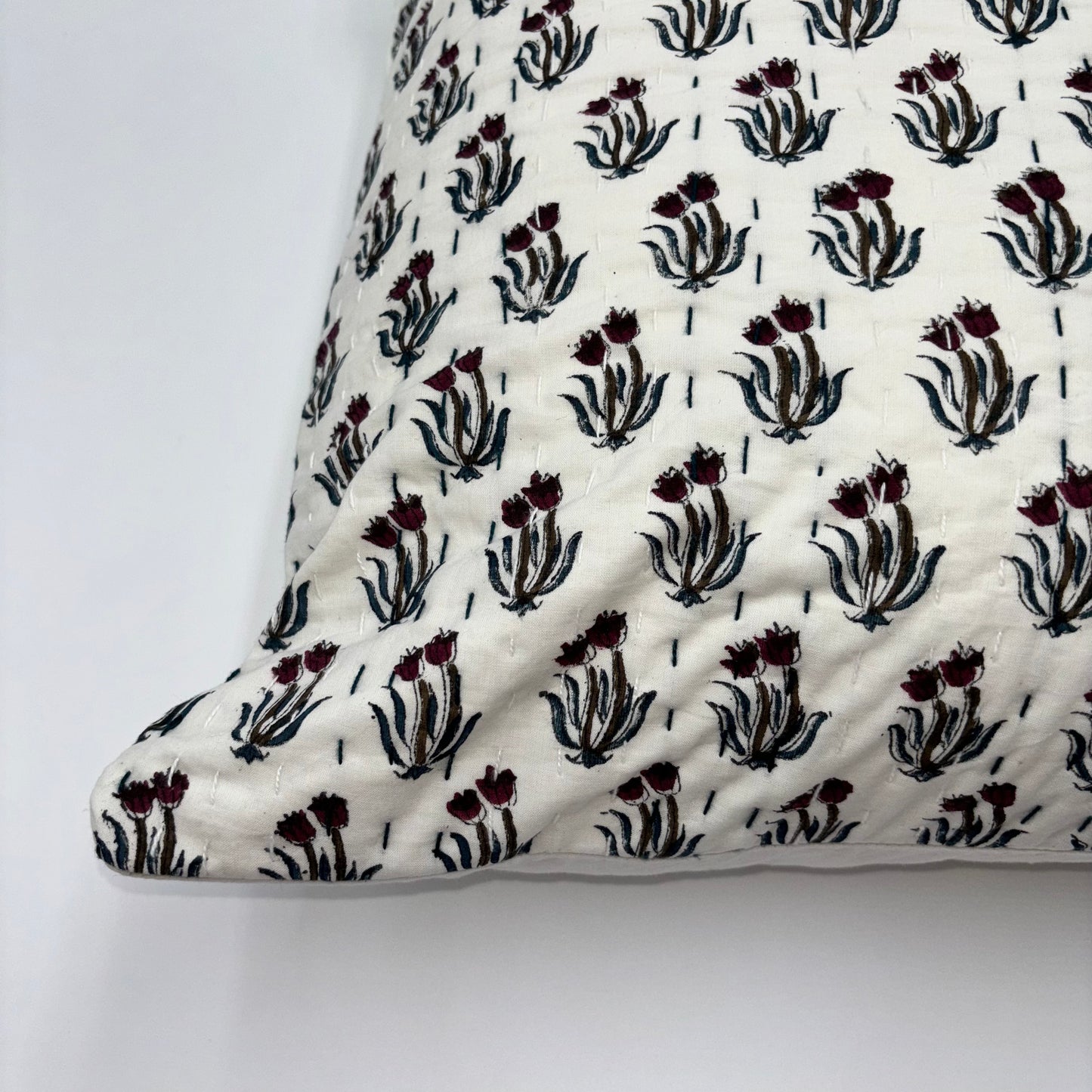 Louise - hand block printed pillow cover (red)