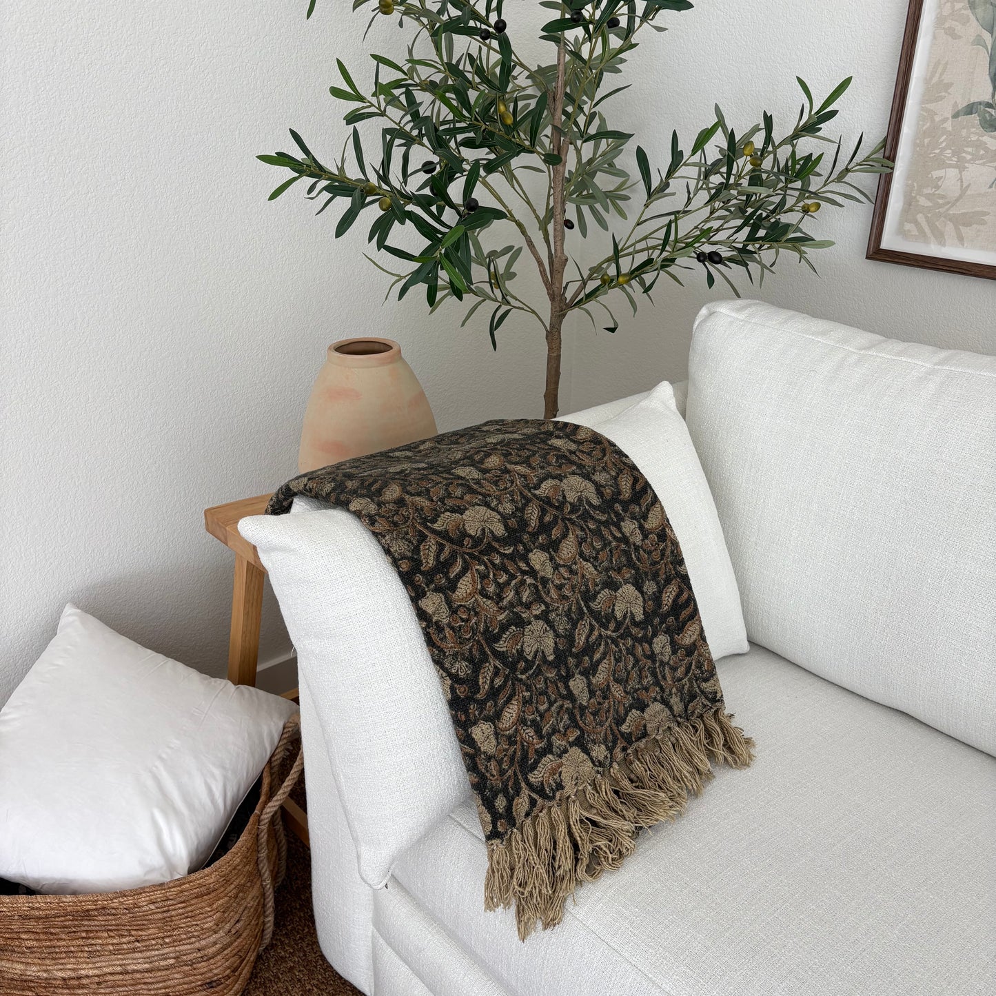 Poppy - hand block printed throw