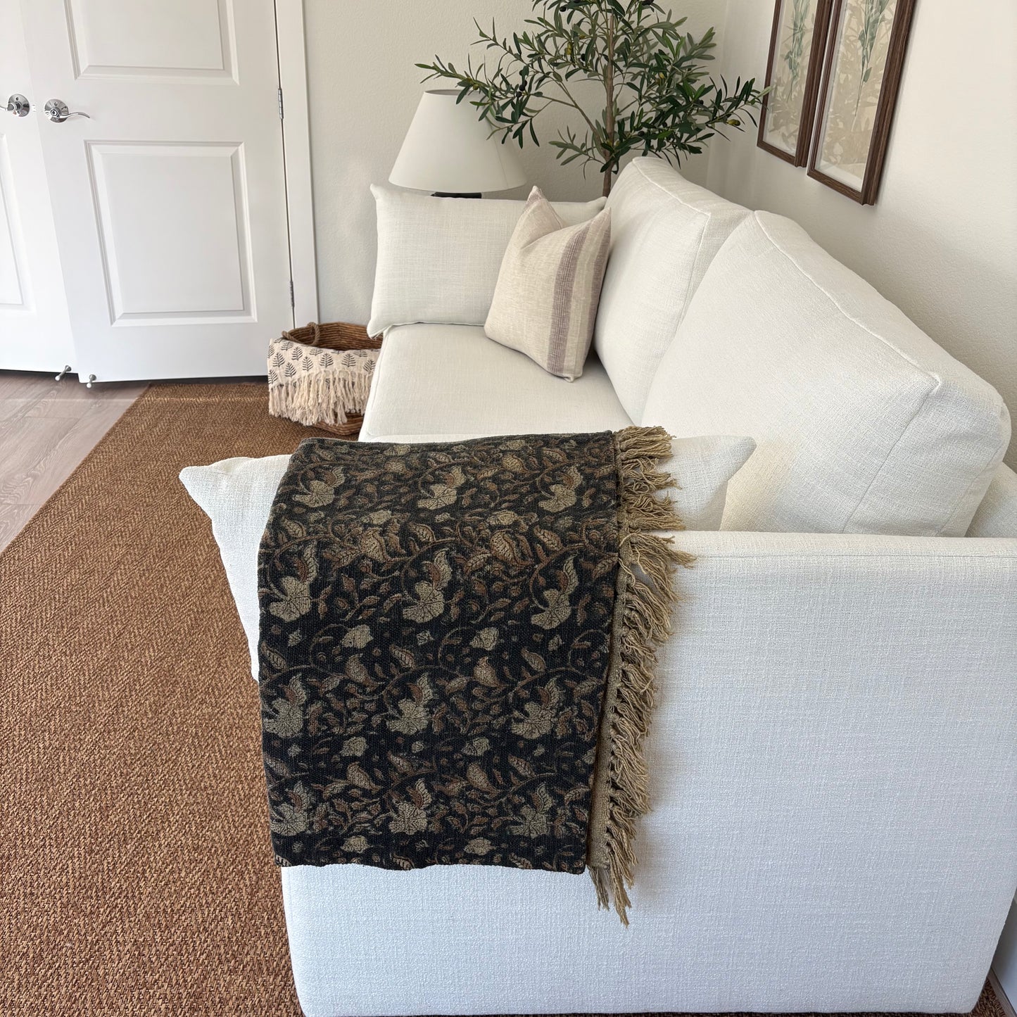 Poppy - hand block printed throw