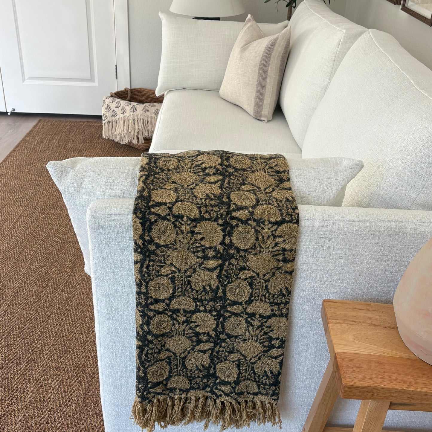 Autumn - hand block printed throw