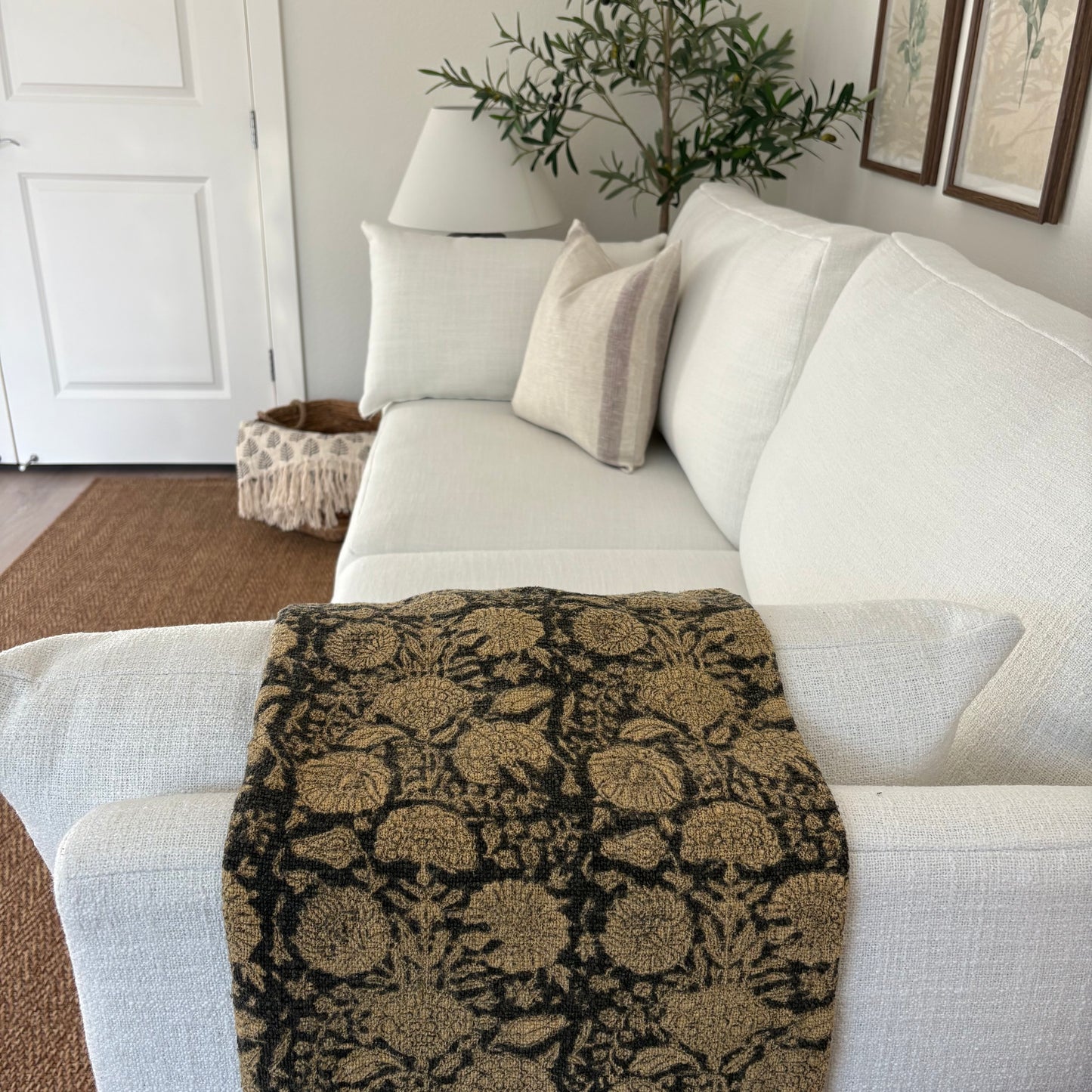Autumn - hand block printed throw