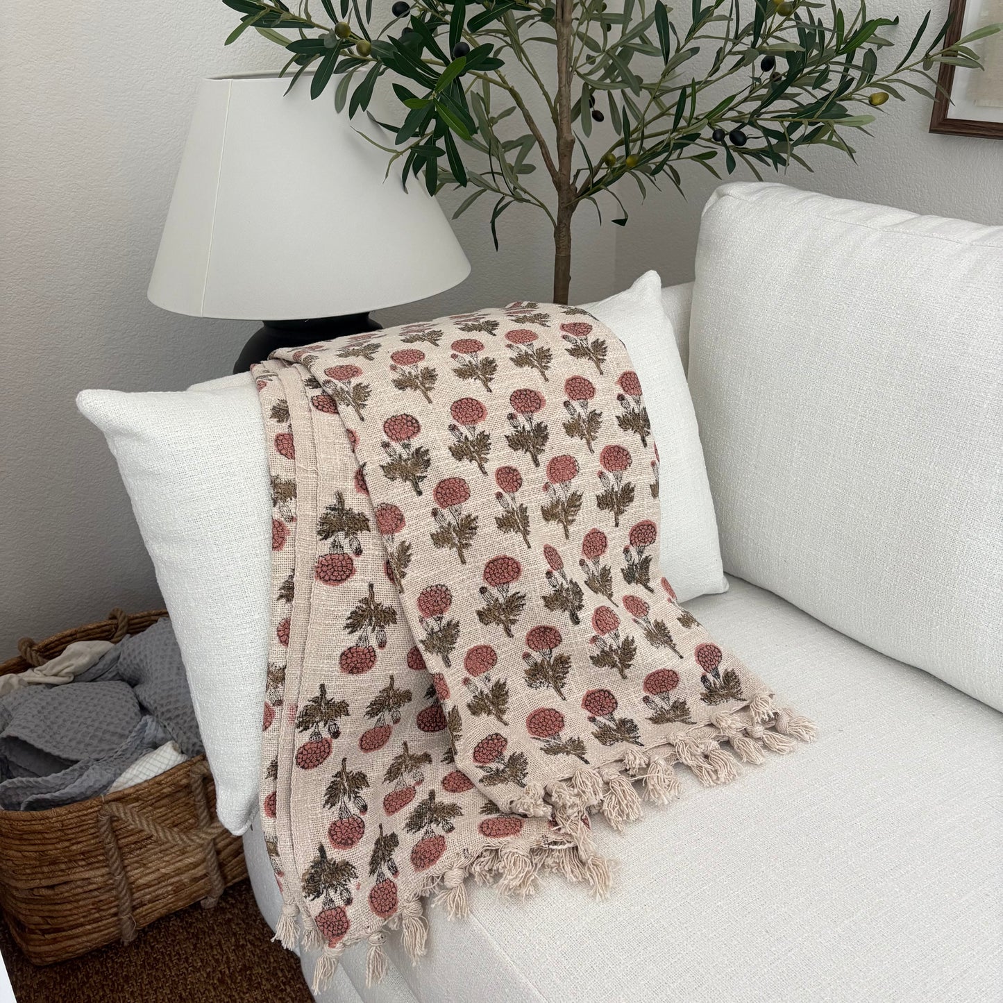 Anya - block print throw blanket