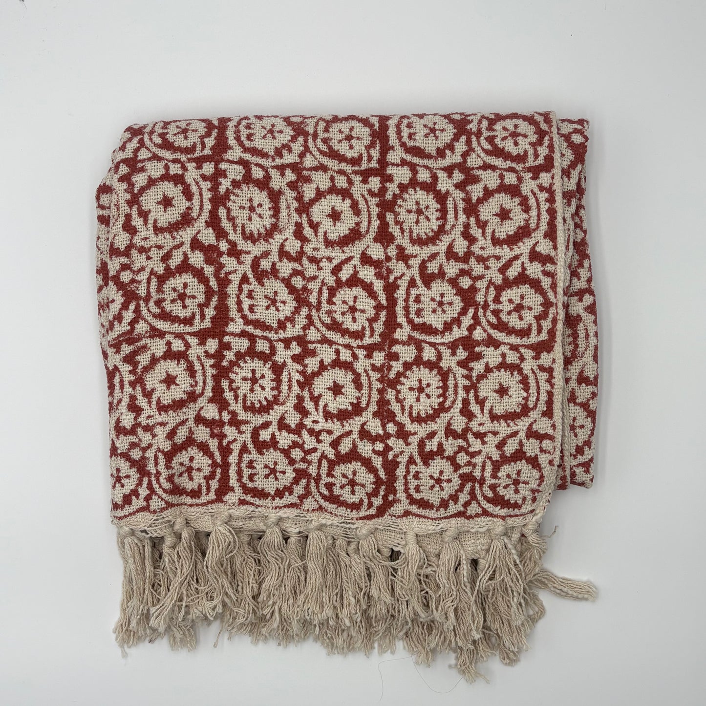 Celine - block print throw blanket (red)