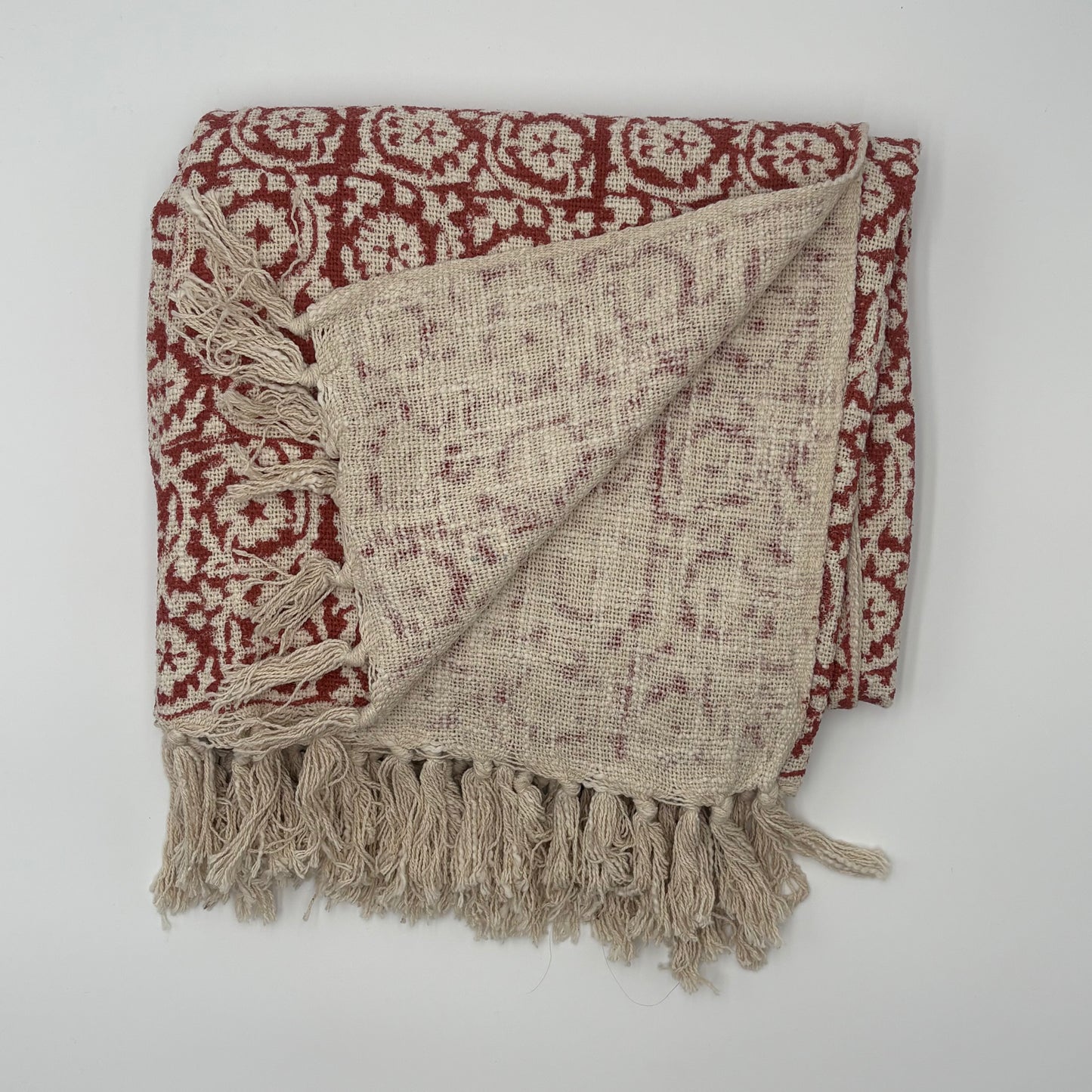 Celine - block print throw blanket (red)