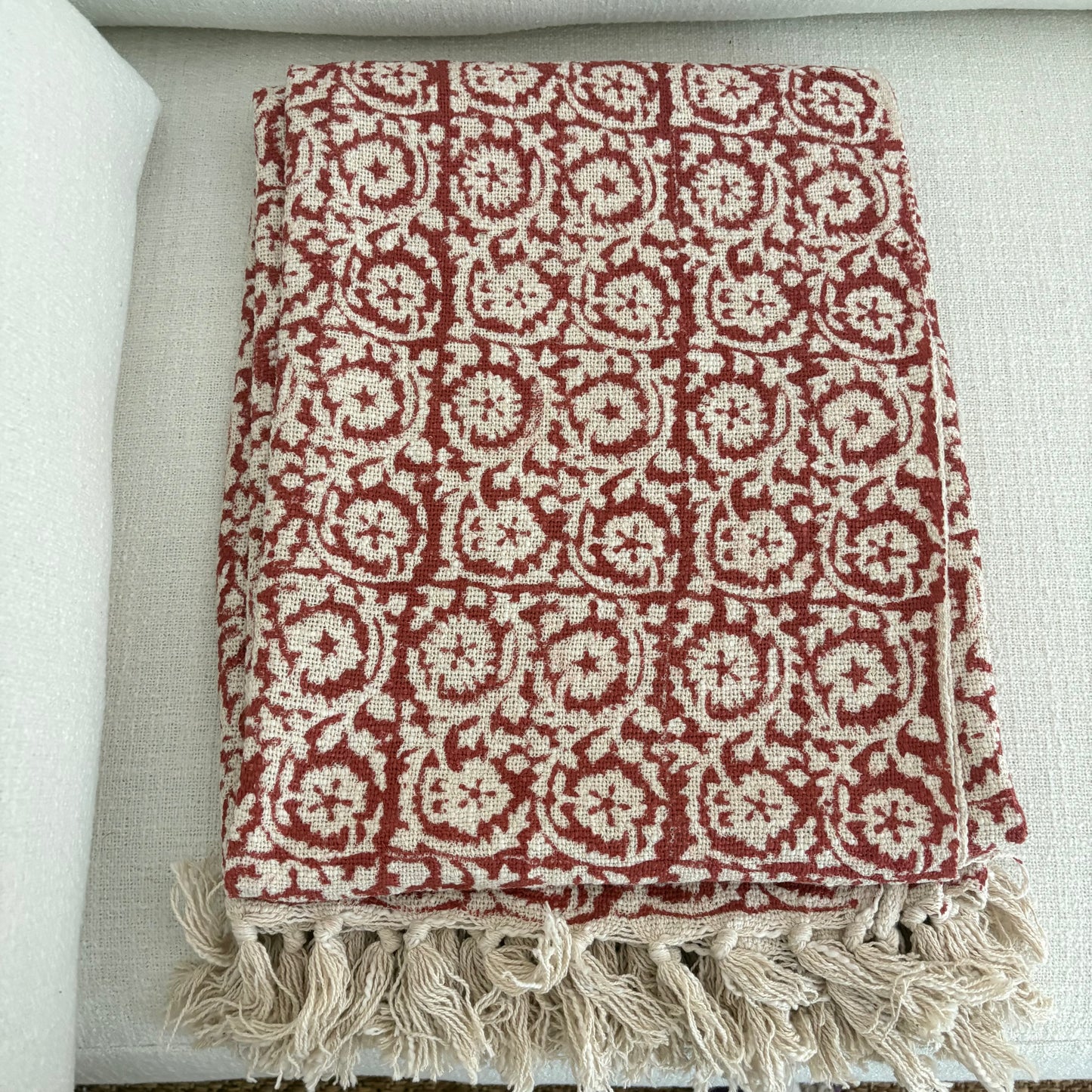 Celine - block print throw blanket (red)