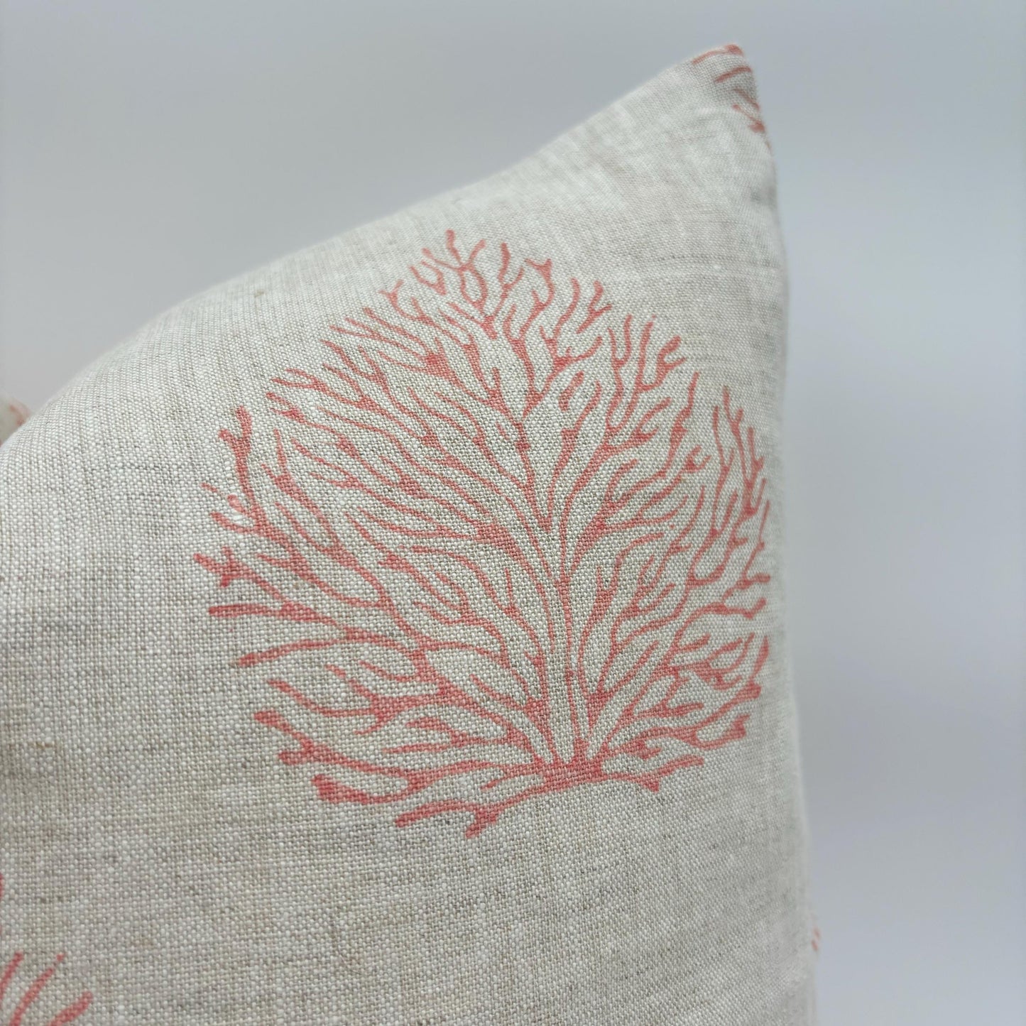 Simone - hand block printed linen pillow cover (pink)