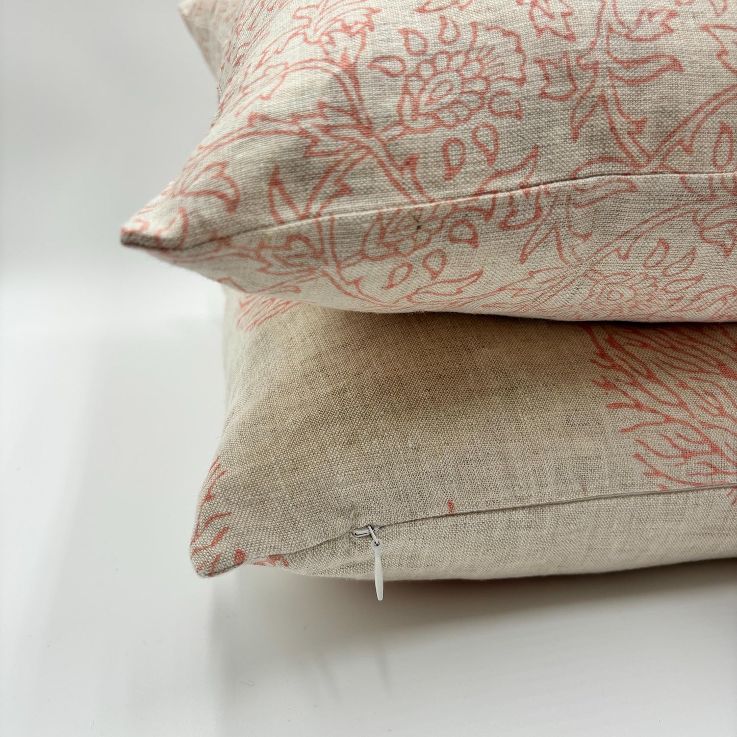 Simone - hand block printed linen pillow cover (pink)
