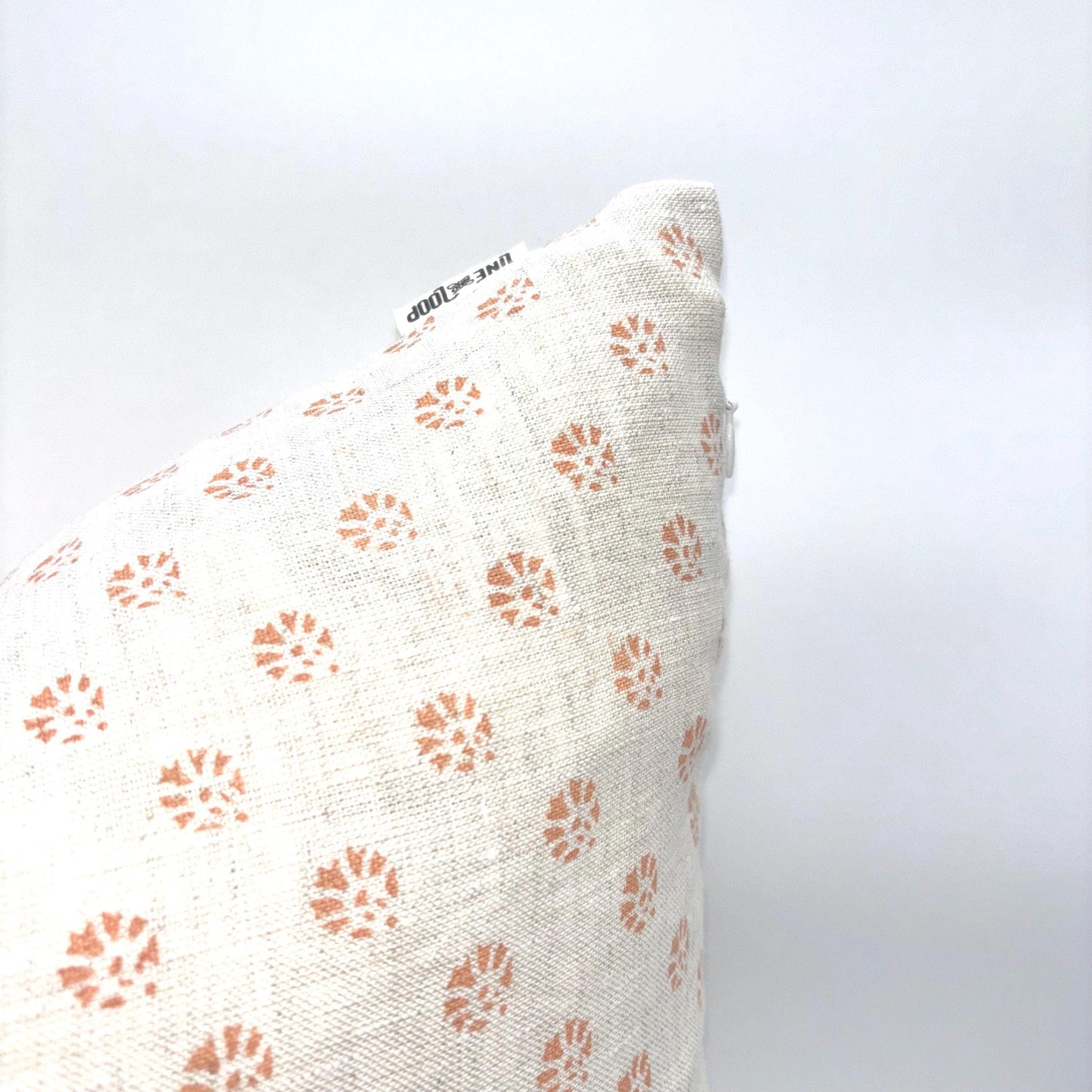 Iris - hand block printed linen pillow cover (peach)