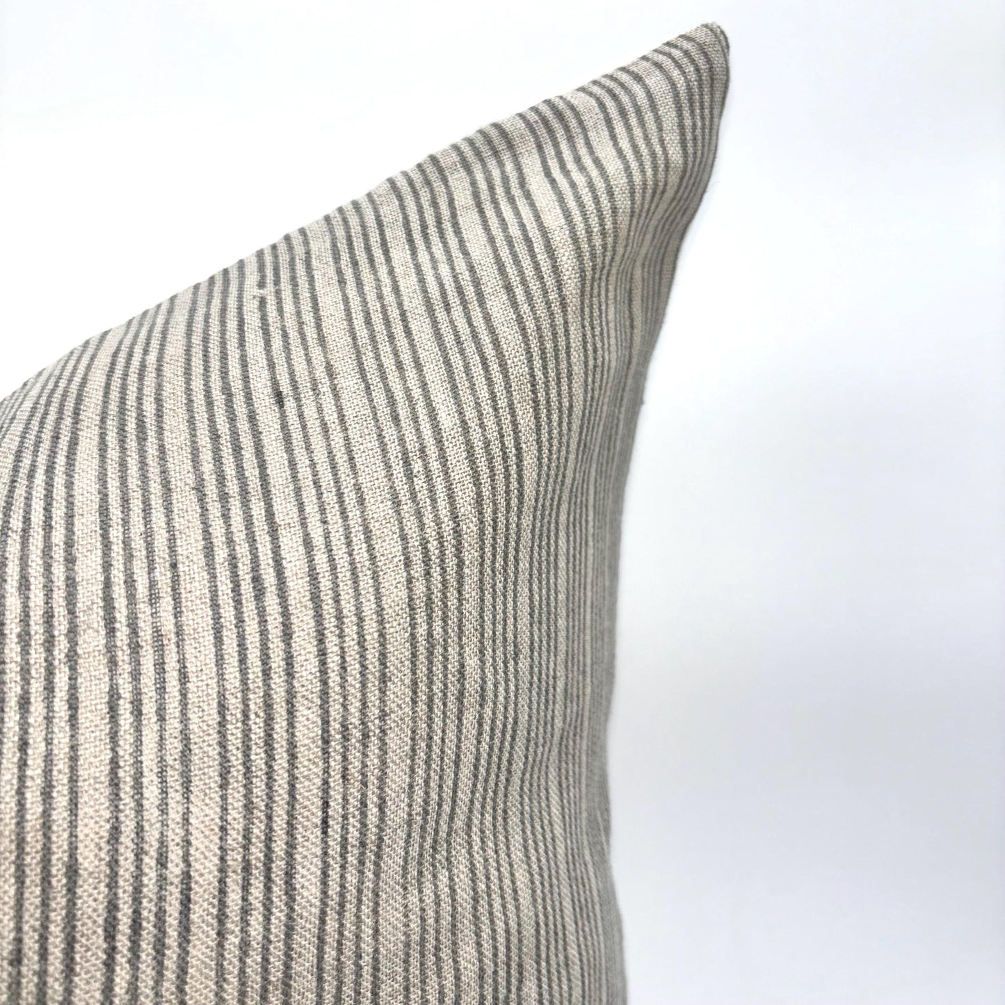 Gabriel - hand block printed linen pillow cover (gray)