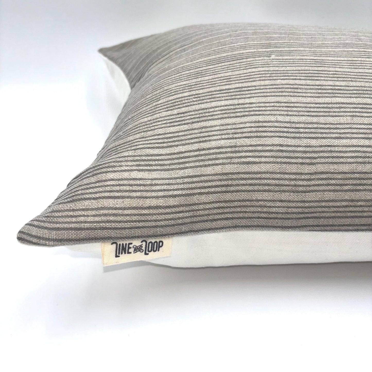 Gabriel - hand block printed linen pillow cover (gray)