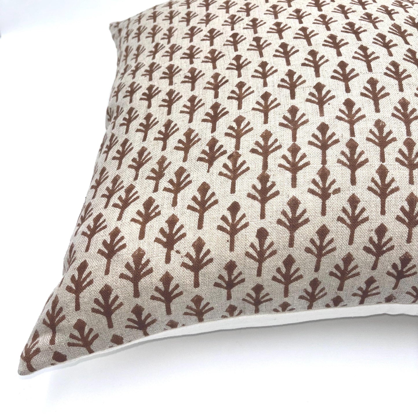 Cooper - hand block printed linen pillow cover (brown)