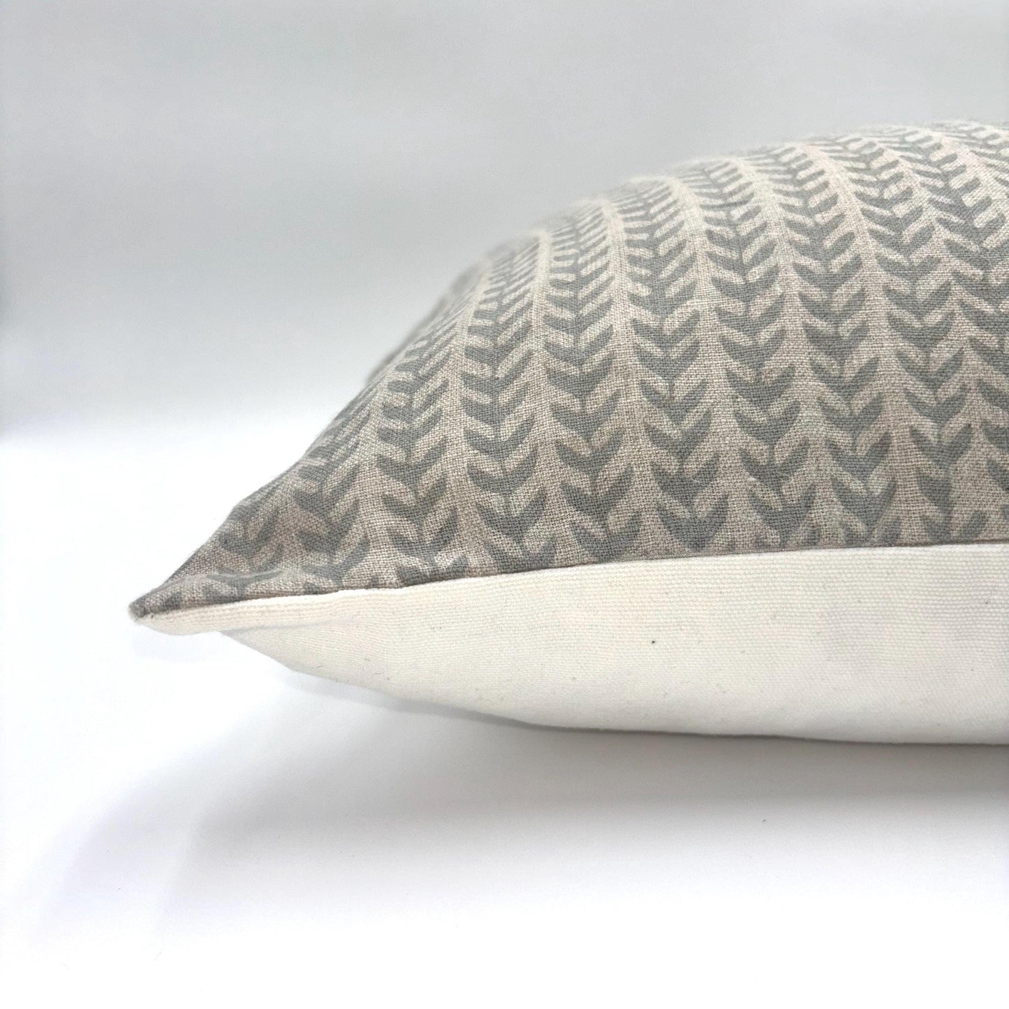 Alba - hand block printed linen pillow cover (gray)