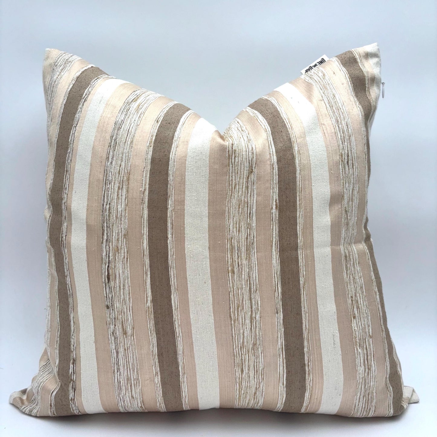 Nicholas - yarn dyed striped silk pillow cover (beige, pink)