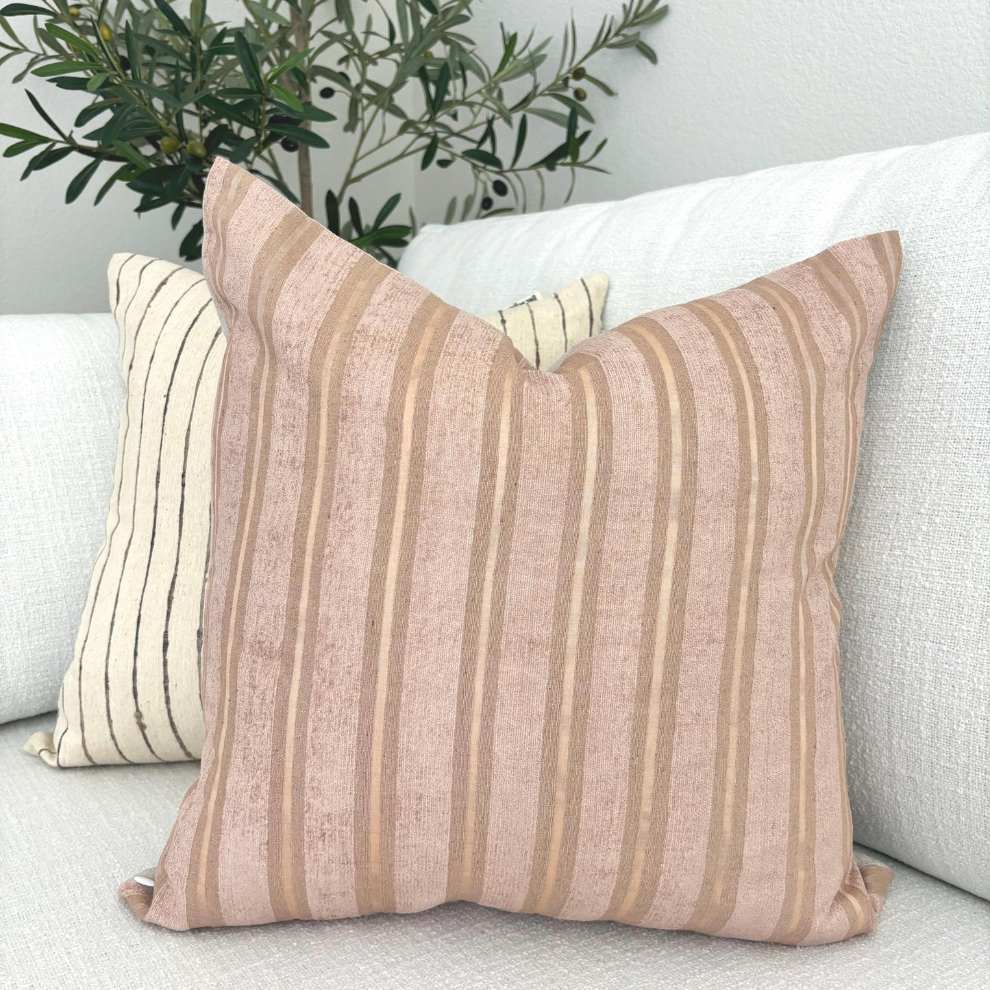 Nora - yarn dyed striped silk pillow cover (pink)