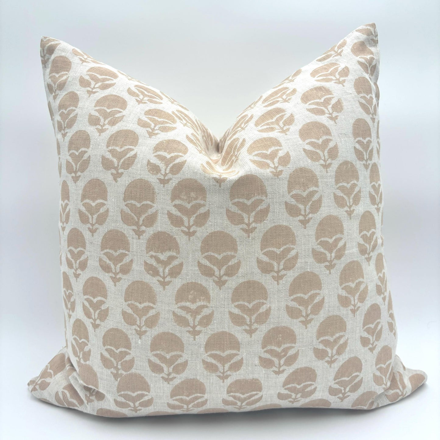 Marie - hand block printed linen pillow cover