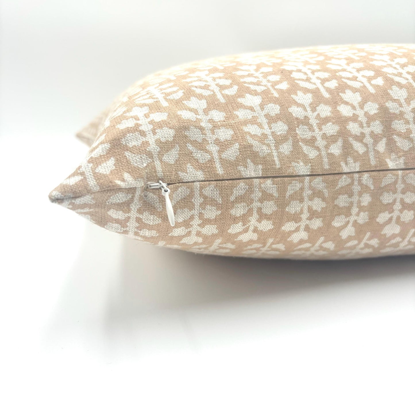 Mila - hand block printed linen pillow cover (peach)
