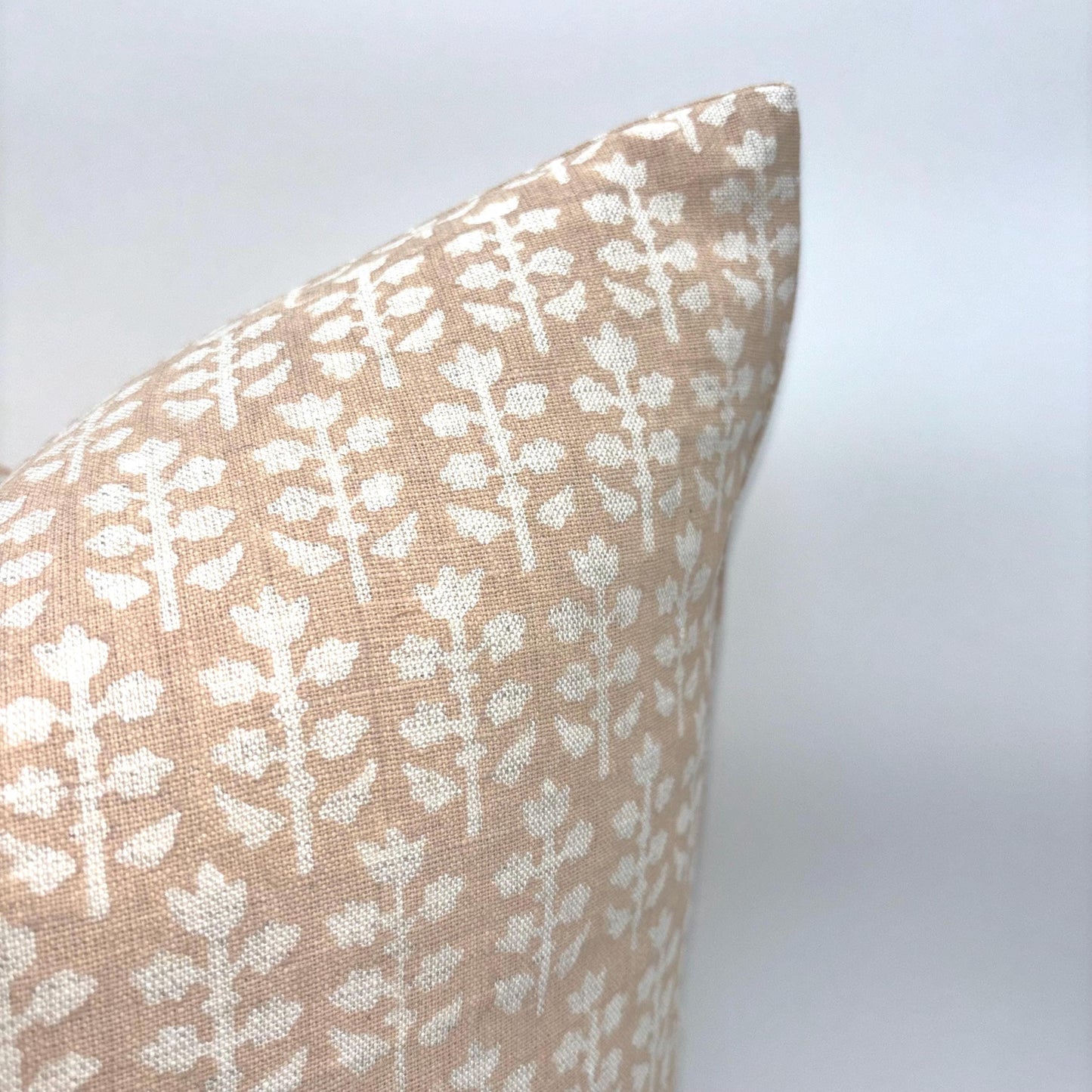 Mila - hand block printed linen pillow cover (peach)