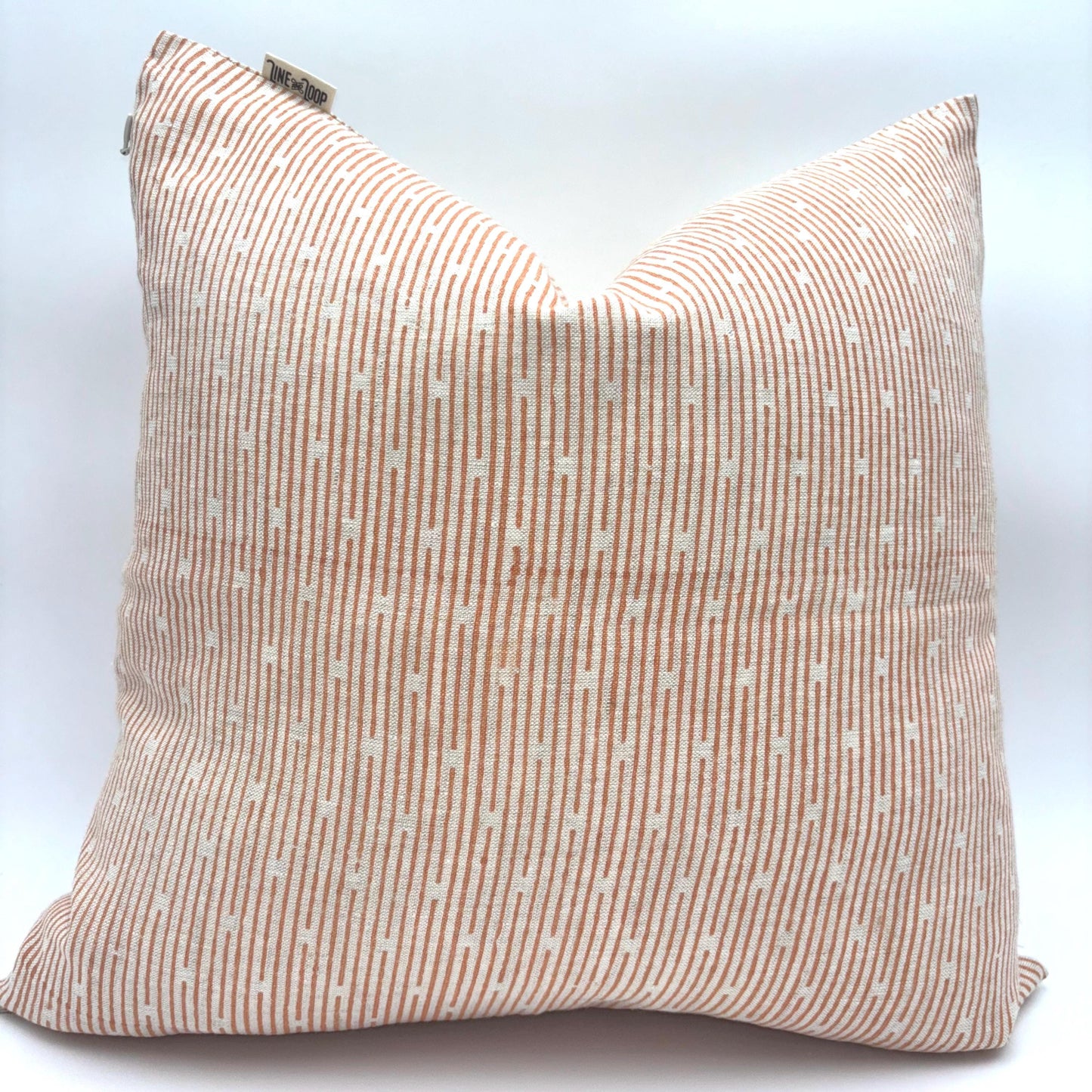 Ike - hand block printed linen pillow cover (peach)