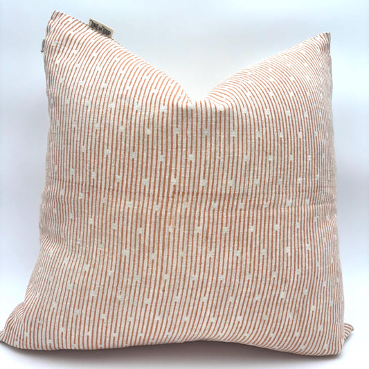 Ike - hand block printed linen pillow cover (peach)