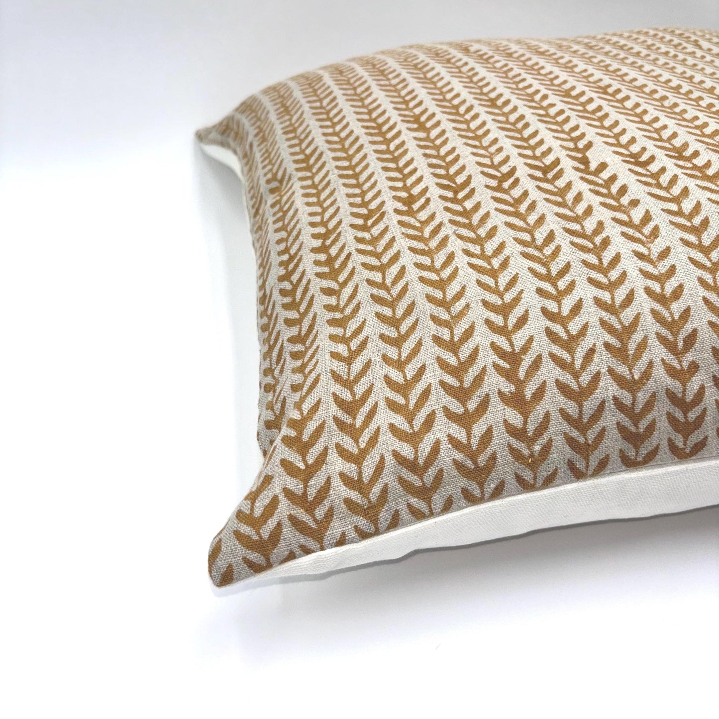 Maya - hand block printed linen pillow cover (rust)