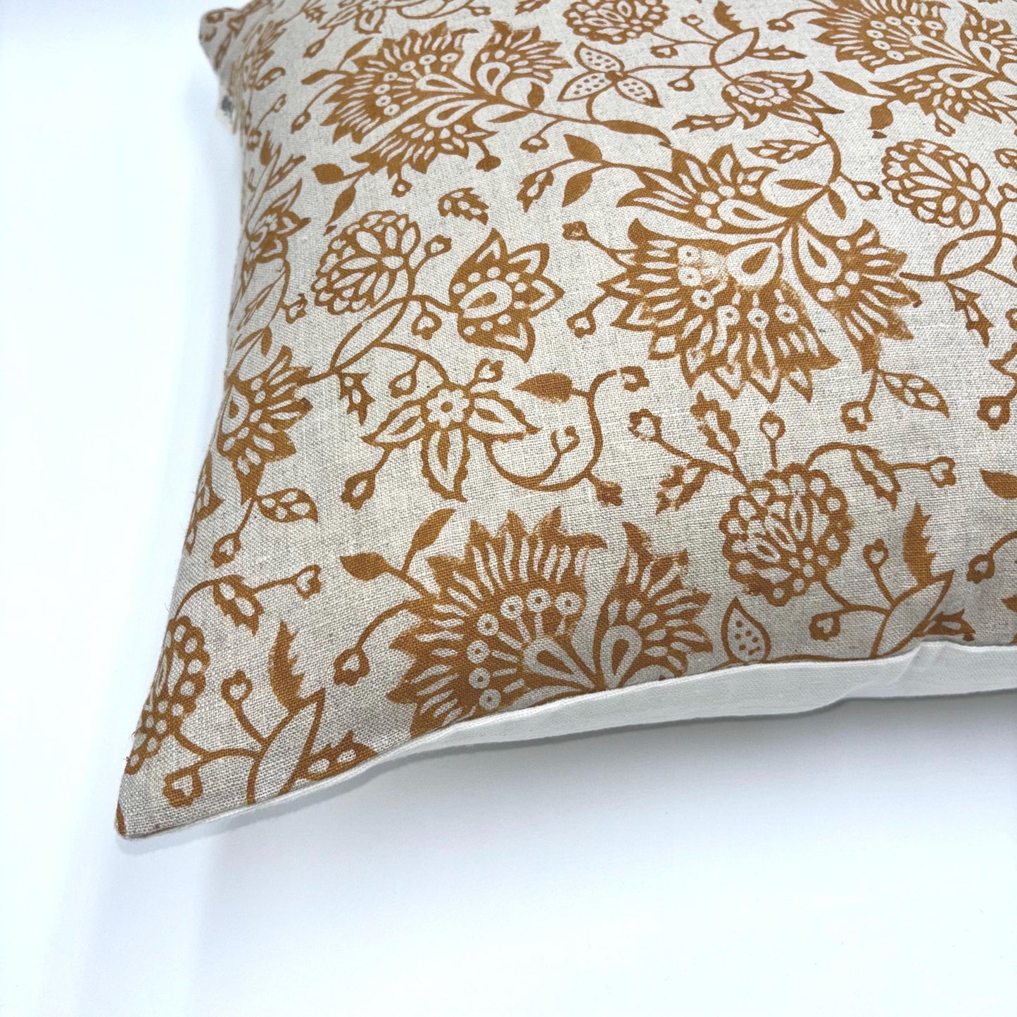 Alisha - hand block printed linen pillow cover (rust)