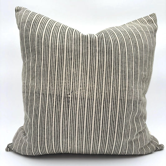 Jade - hand block printed linen pillow cover (moss green)
