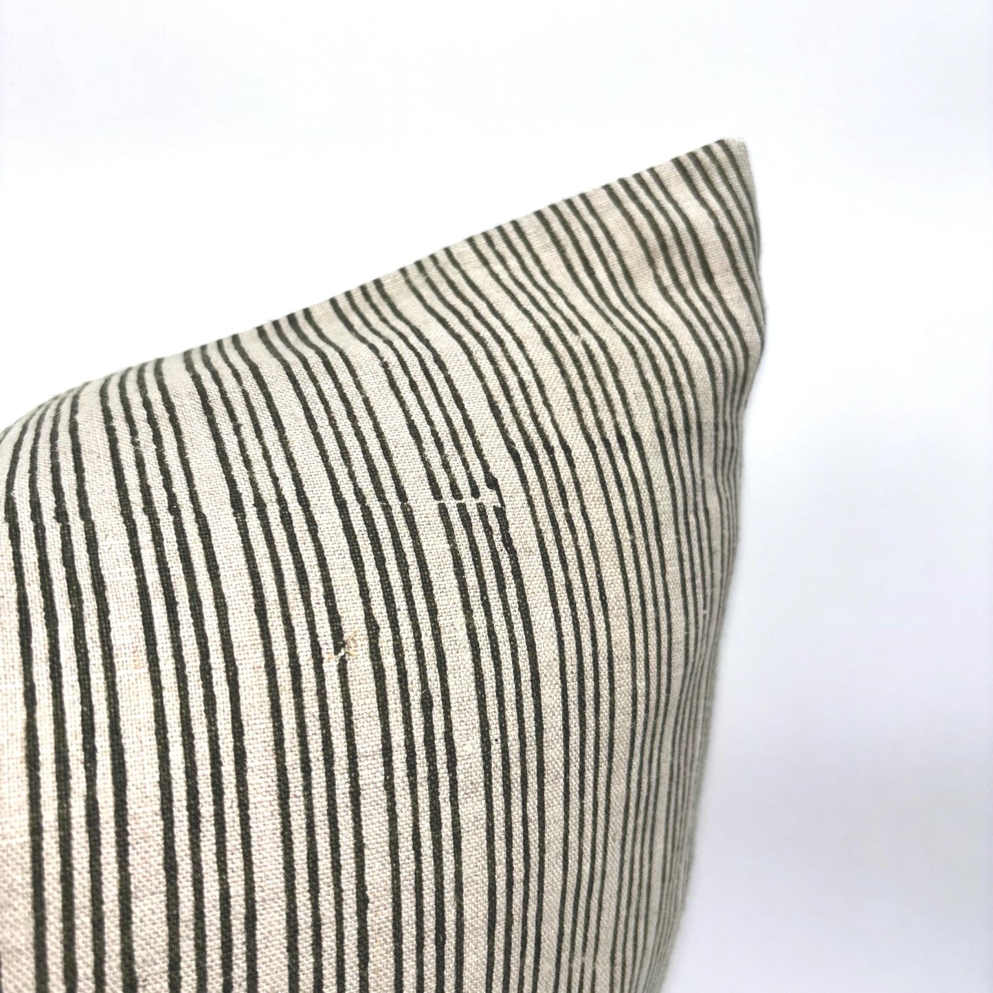 Jade - hand block printed linen pillow cover (moss green)