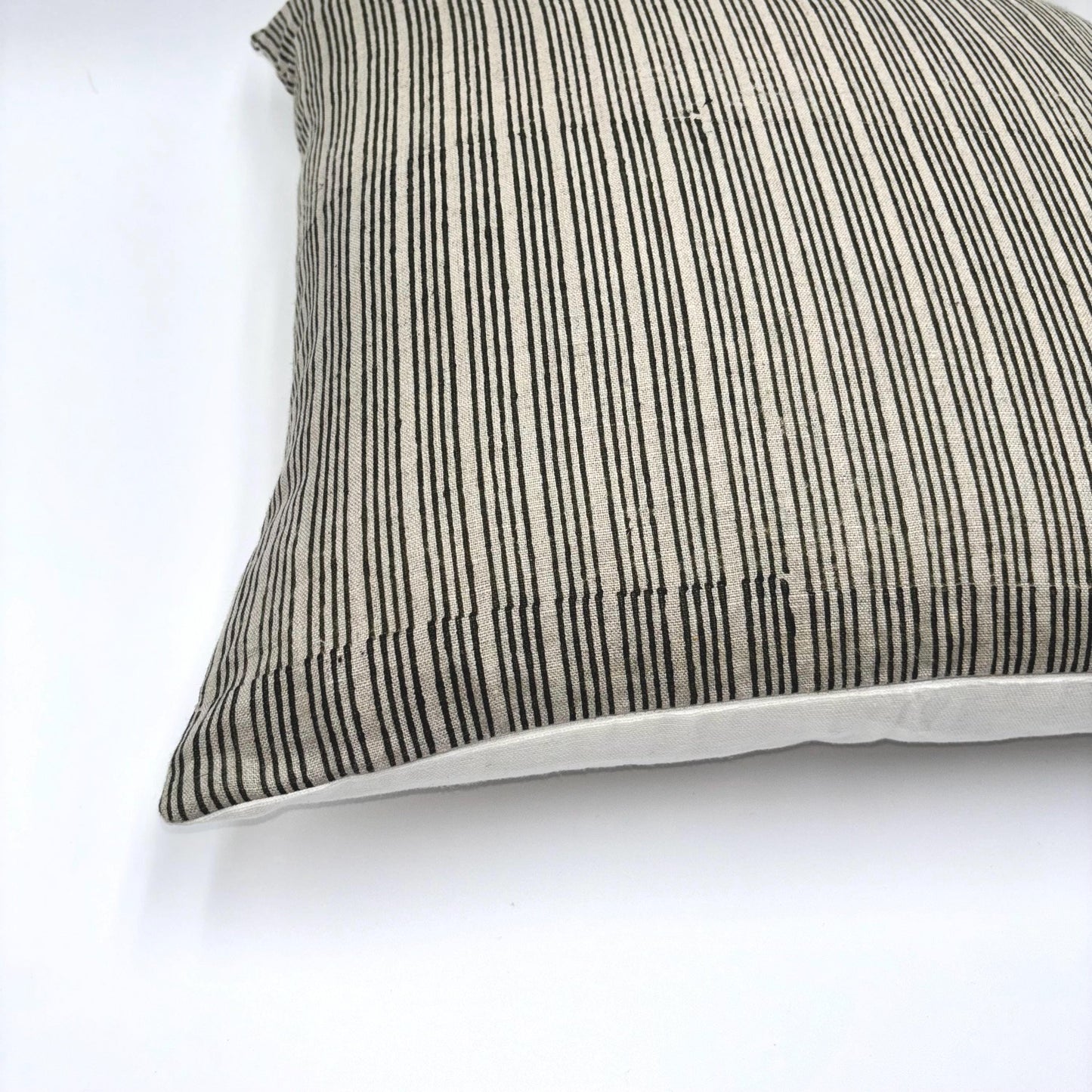 Jade - hand block printed linen pillow cover (moss green)