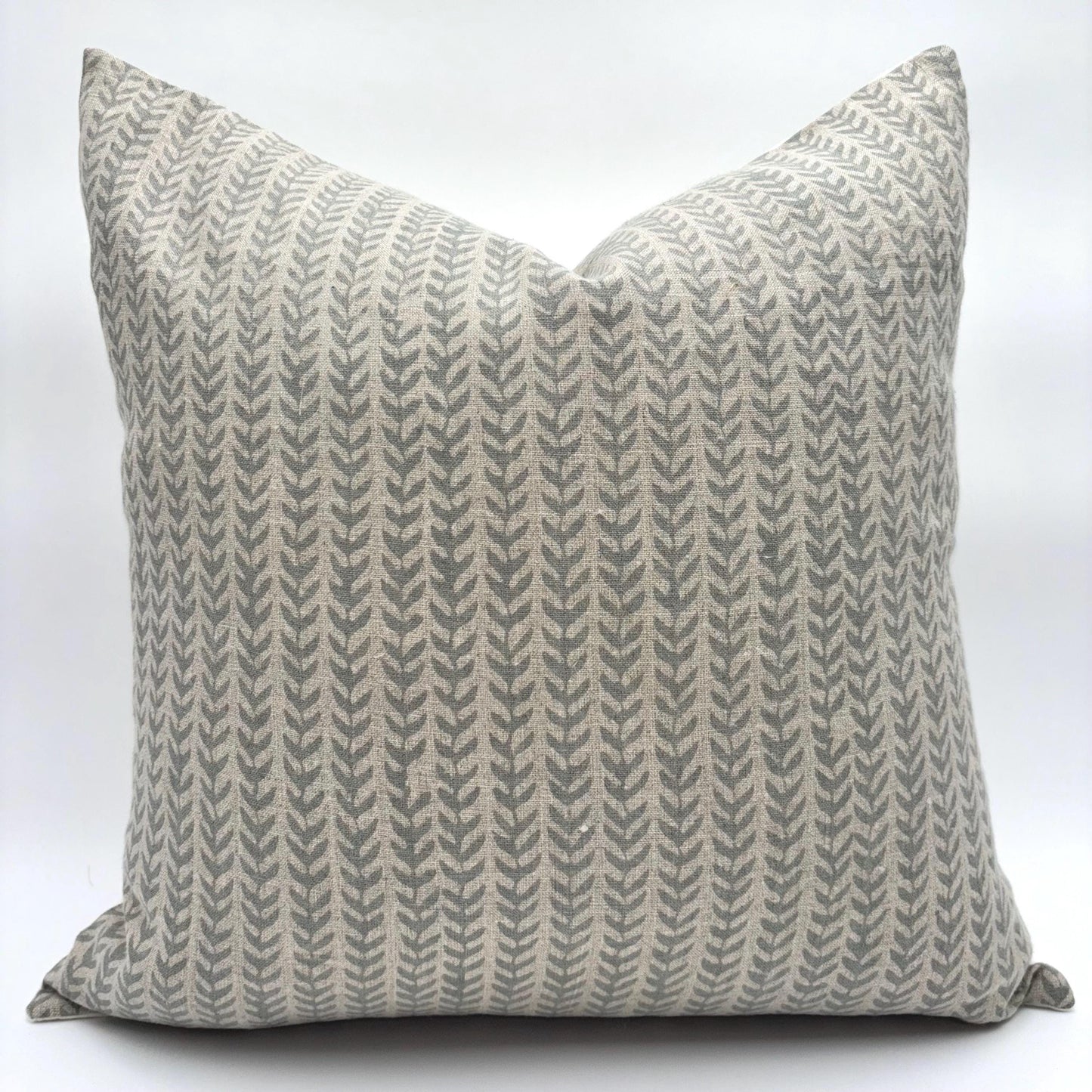 Alba - hand block printed linen pillow cover (gray)