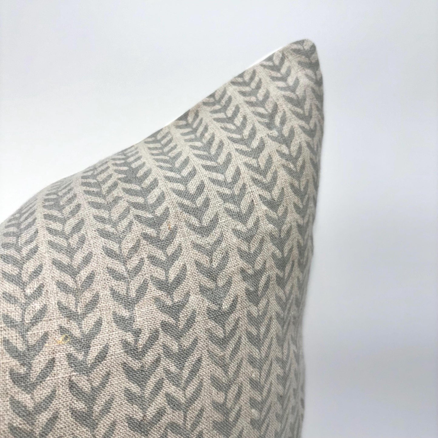 Alba - hand block printed linen pillow cover (gray)