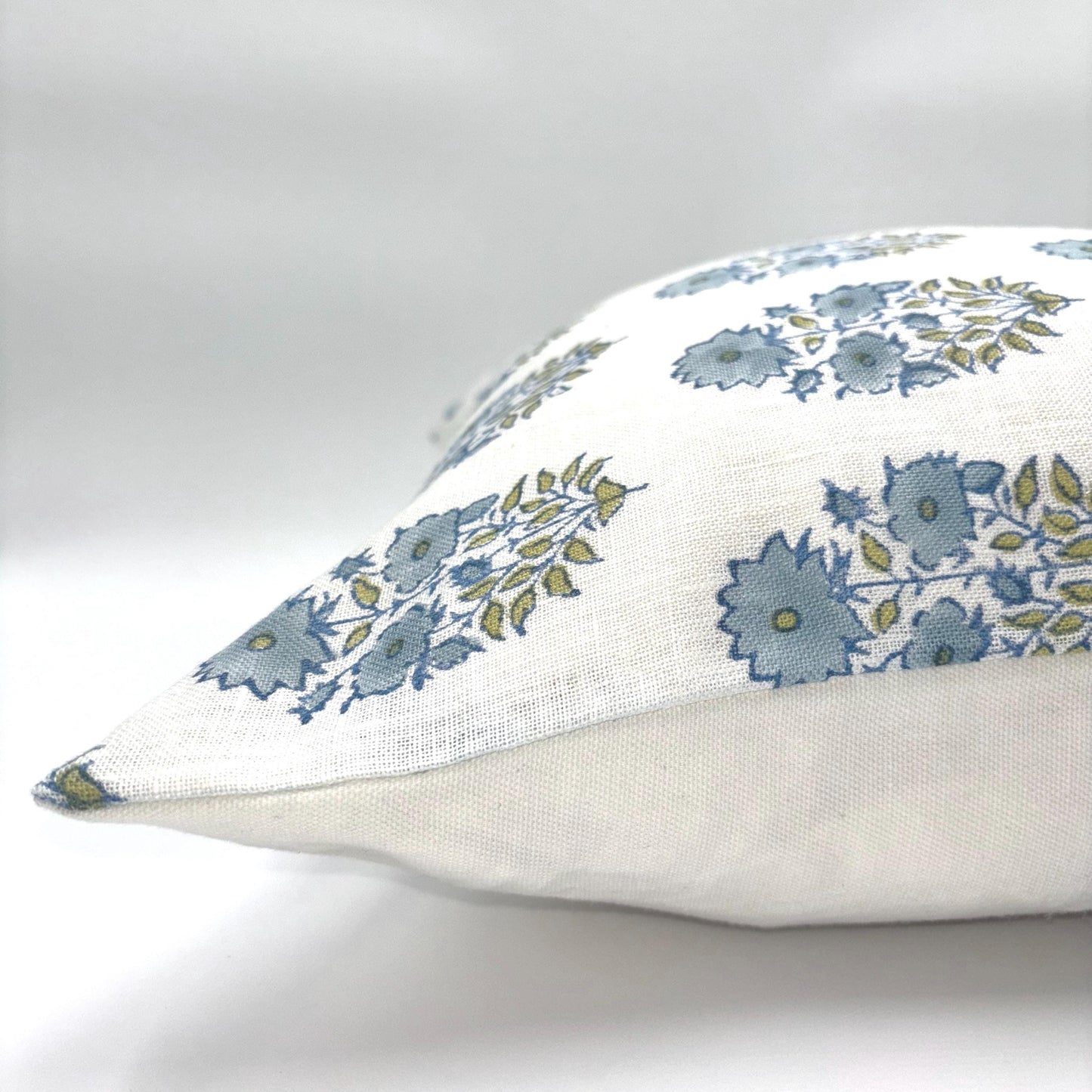 Addison - hand block printed linen pillow cover (blue)