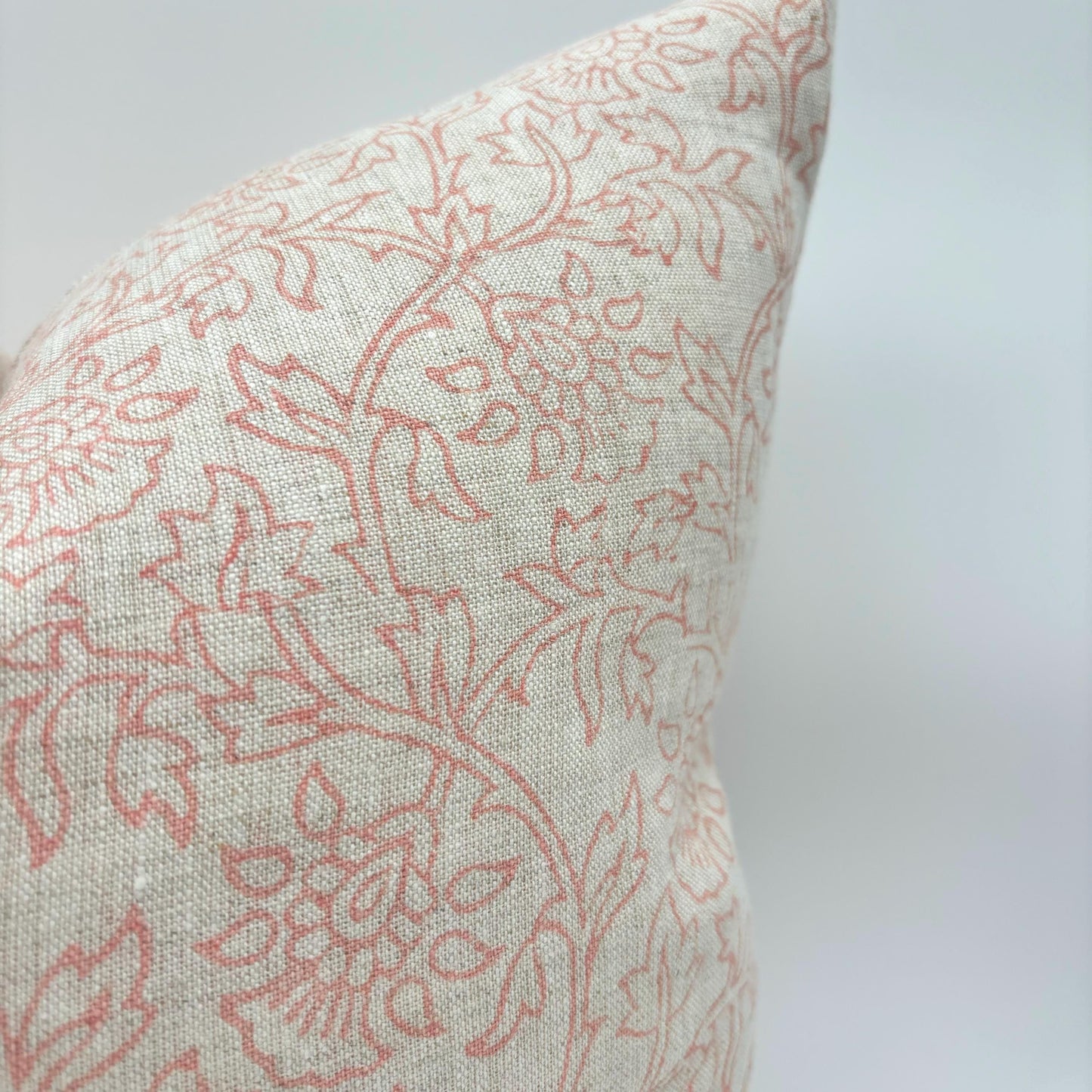 Kate - hand block printed linen pillow cover (pink)