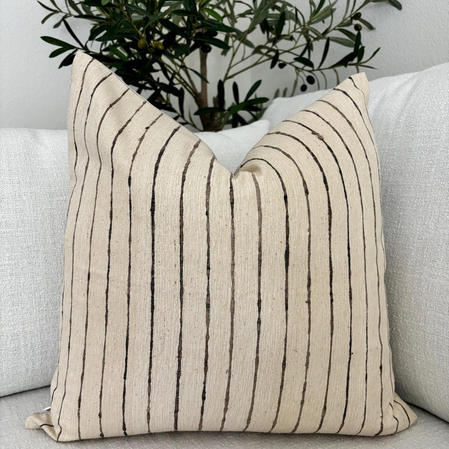 Noah - yarn dyed silk striped pillow cover (beige)