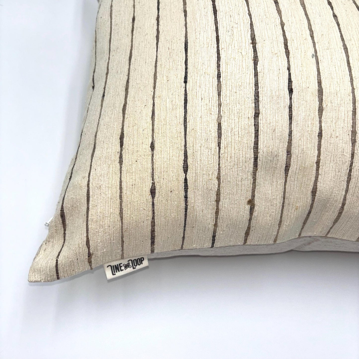 Noah - yarn dyed silk striped pillow cover (beige)