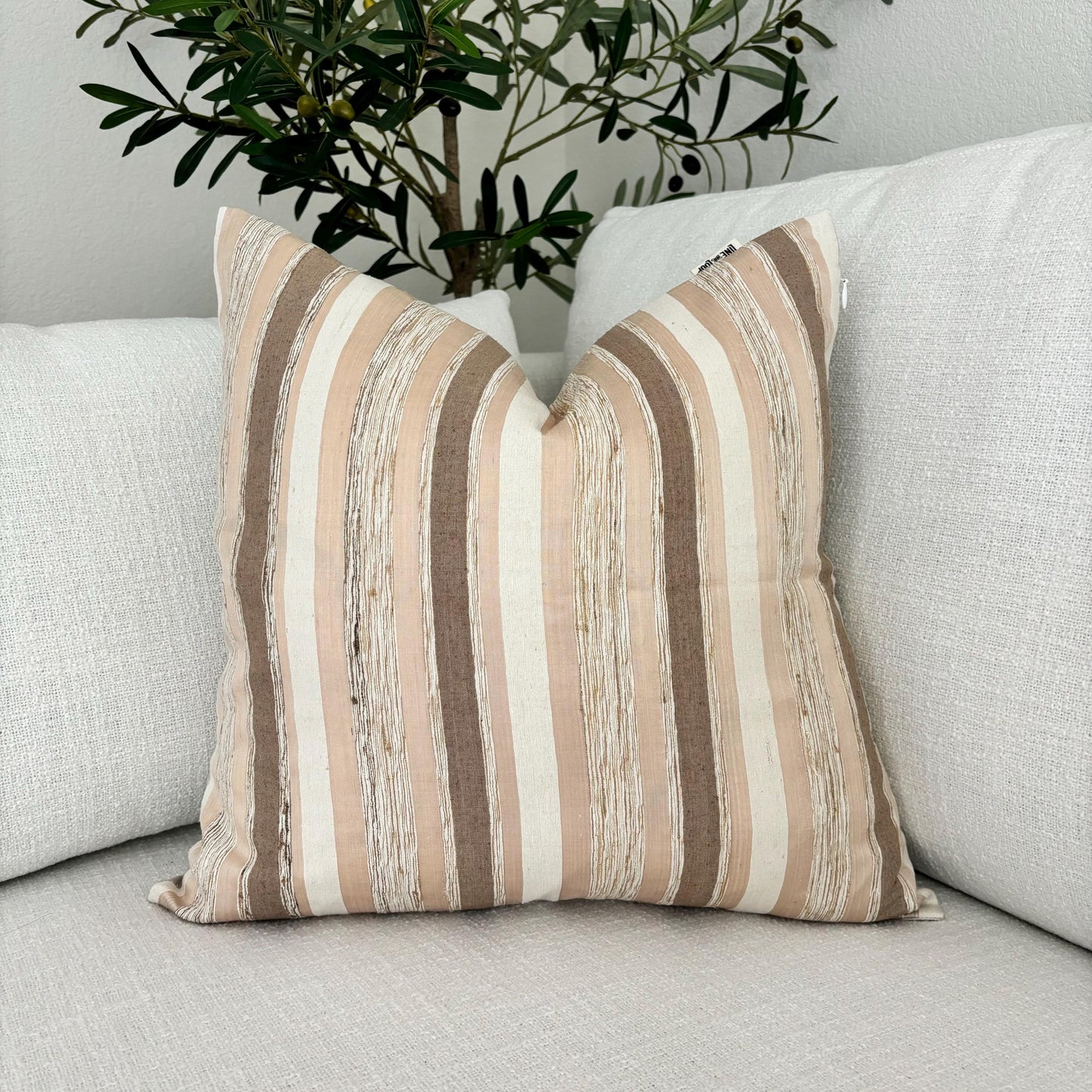 Nicholas - yarn dyed striped silk pillow cover (beige, pink)