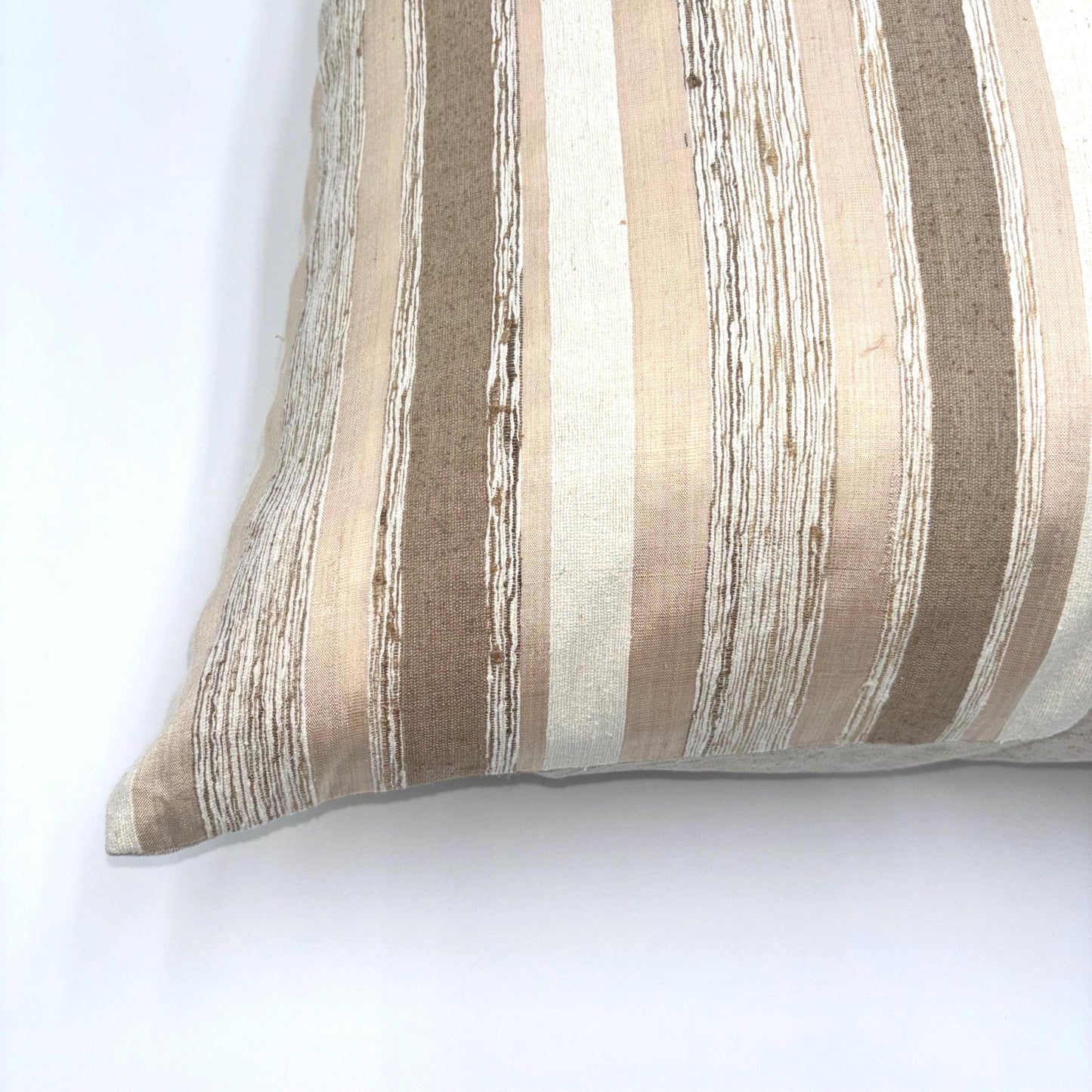 Nicholas - yarn dyed striped silk pillow cover (beige, pink)