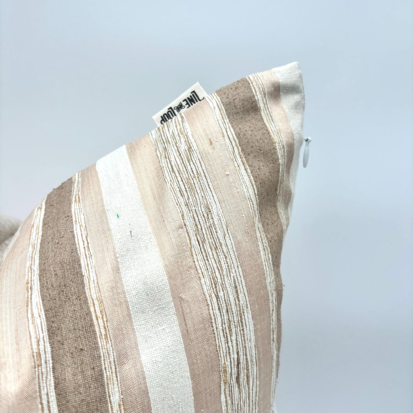 Nicholas - yarn dyed striped silk pillow cover (beige, pink)