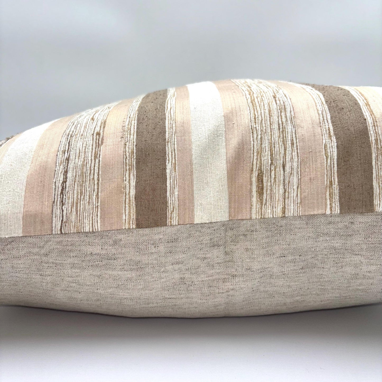 Nicholas - yarn dyed striped silk pillow cover (beige, pink)