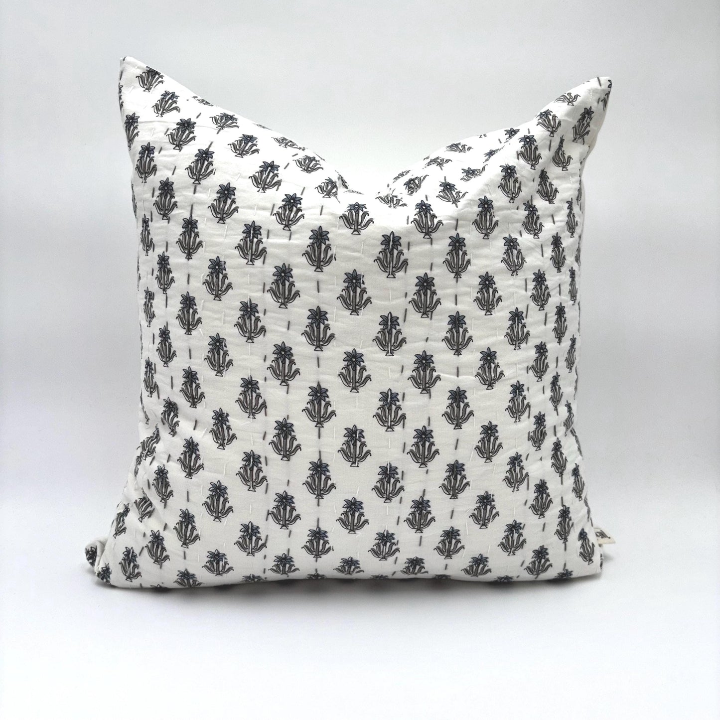 Sephora - hand block printed pillow cover (blue, gray)
